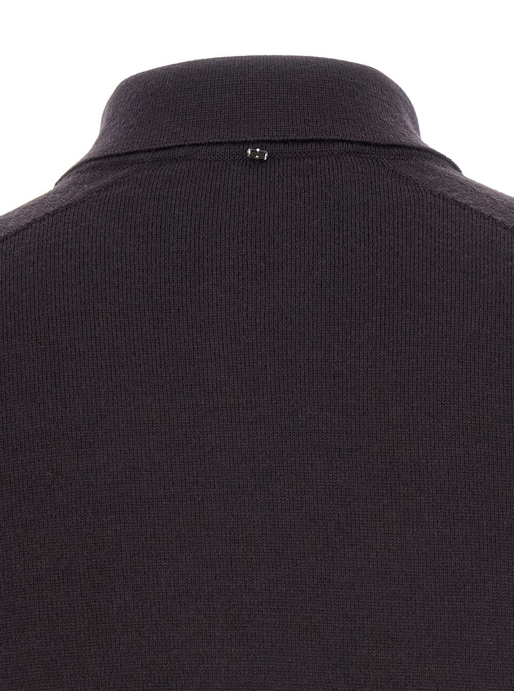 Sportmax 'Perseo' Black Cropped Cardigan with Button Down Collar and Ribbed Trims in Wool Woman Size L / US 10 / IT 46 - 4 Thumbnail