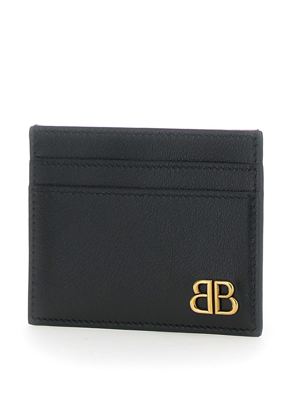 Balenciaga 'Monaco' Black Card Holder with Logo Plaque on the Front in Leather Man Size ONE SIZE - 2 Thumbnail