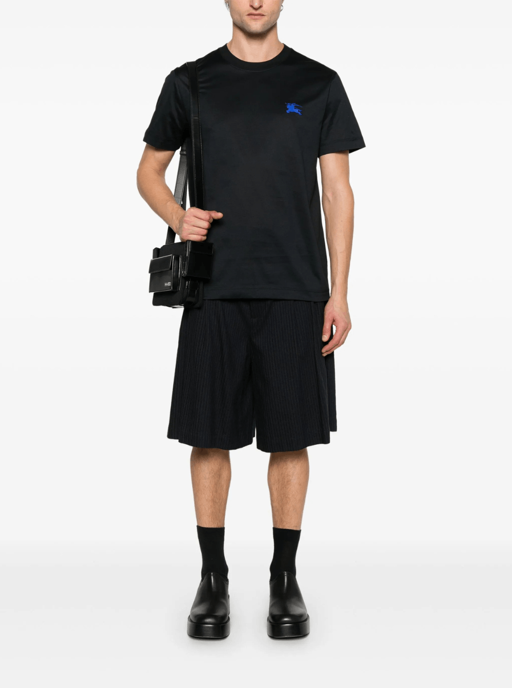 Burberry Black Cotton T-Shirt with Embroidered Logo in Cotton Man Size US S / EU 44-46 / 1 - 3 Thumbnail