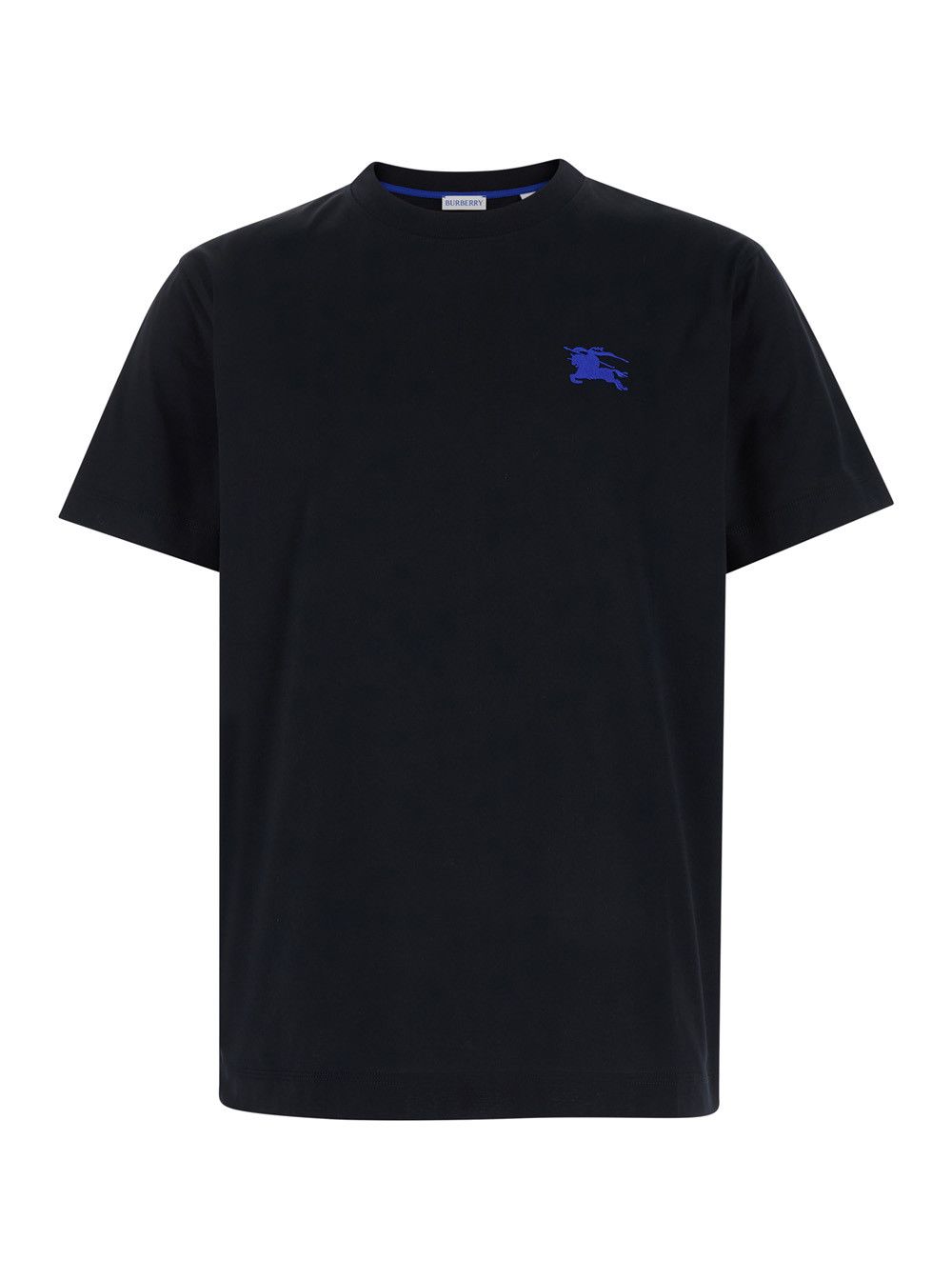 Burberry Black Cotton T-Shirt with Embroidered Logo in Cotton Man Size US S / EU 44-46 / 1 - 2 Thumbnail