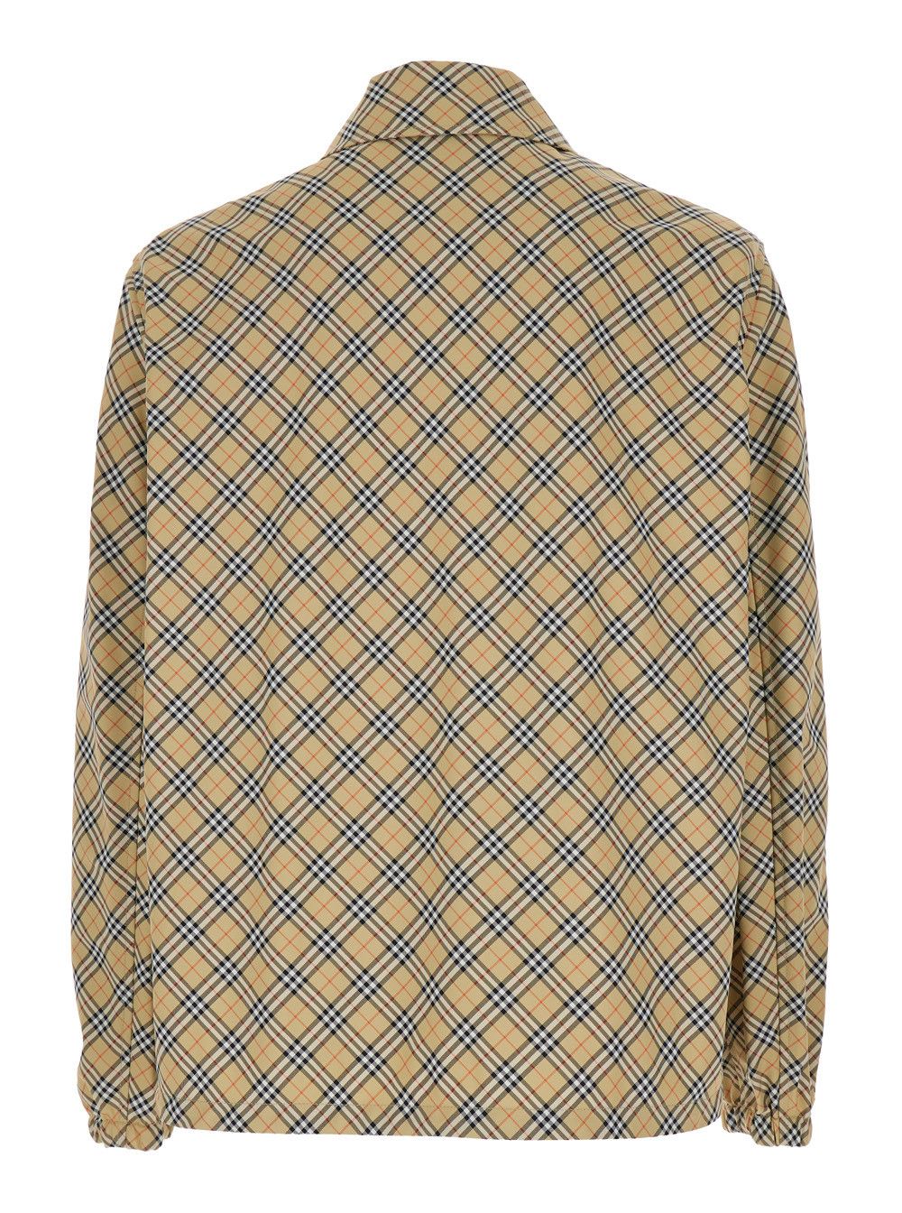 Burberry 'Slindon' Beige Jacket with Classic Collar and All-Over Check Motif in Tech Fabric Man Size US L / EU 52-54 / 3 - 2 Thumbnail