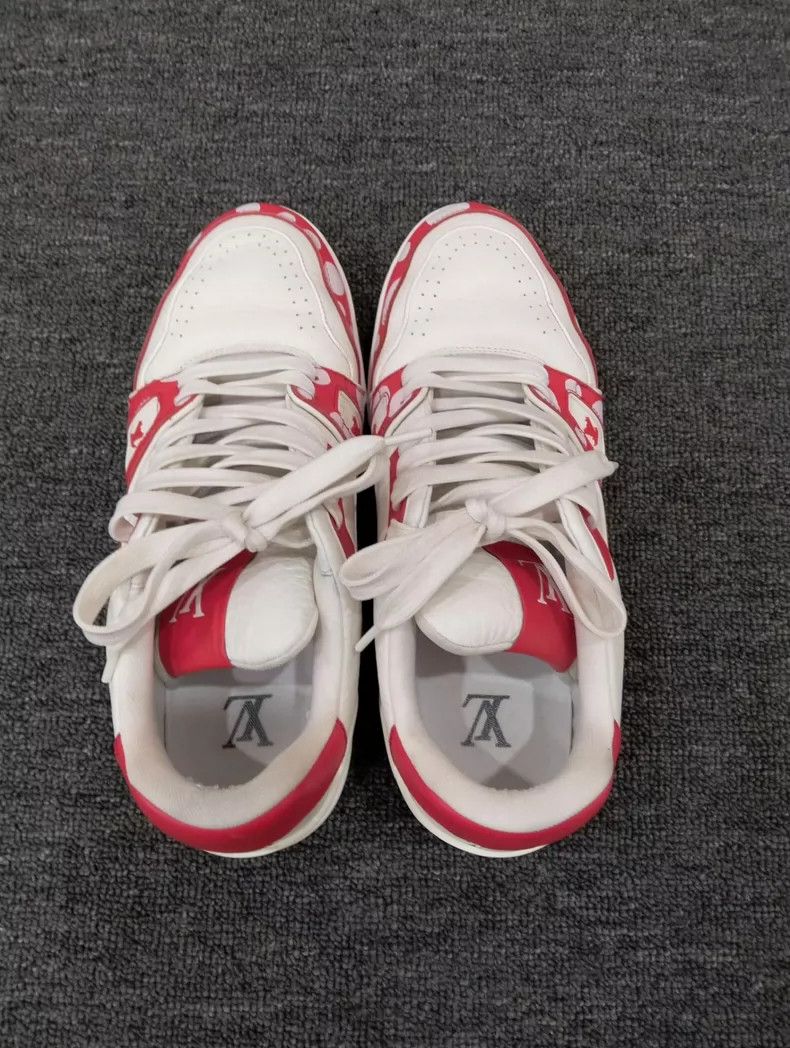 Louis Vuitton Louis Vuitton Trainer Sneakers in Red and White Size US 8.5 / EU 41-42 - 6 Thumbnail
