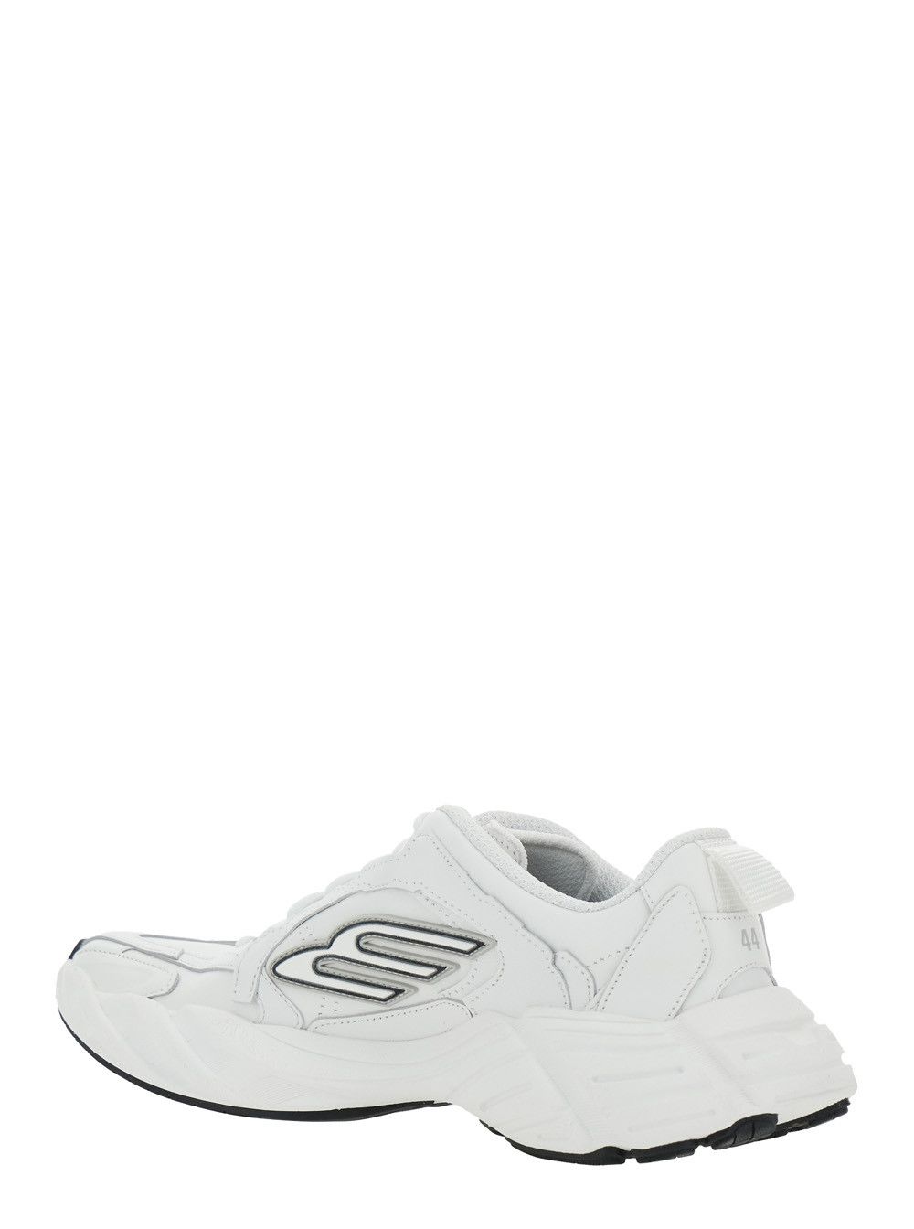 Balenciaga 'Monday' White Low Top Sneakers with Logo Detail and Embossed Size on the Rear in Leather and Fabric Man Size US 12 / EU 45 - 3 Thumbnail