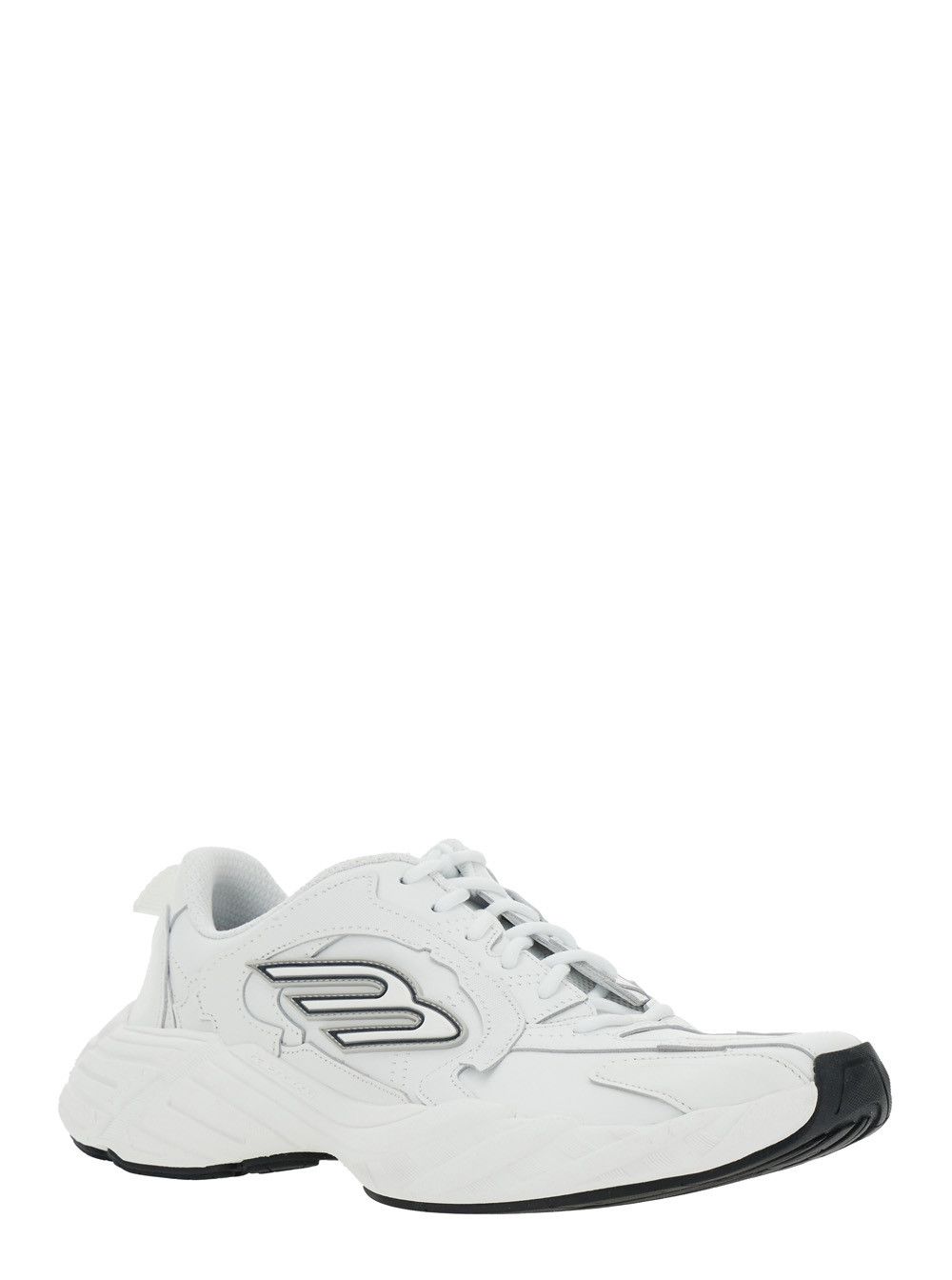 Balenciaga 'Monday' White Low Top Sneakers with Logo Detail and Embossed Size on the Rear in Leather and Fabric Man Size US 12 / EU 45 - 2 Thumbnail