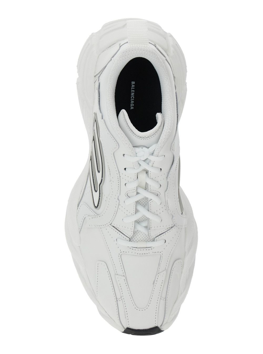 Balenciaga 'Monday' White Low Top Sneakers with Logo Detail and Embossed Size on the Rear in Leather and Fabric Man Size US 12 / EU 45 - 4 Thumbnail