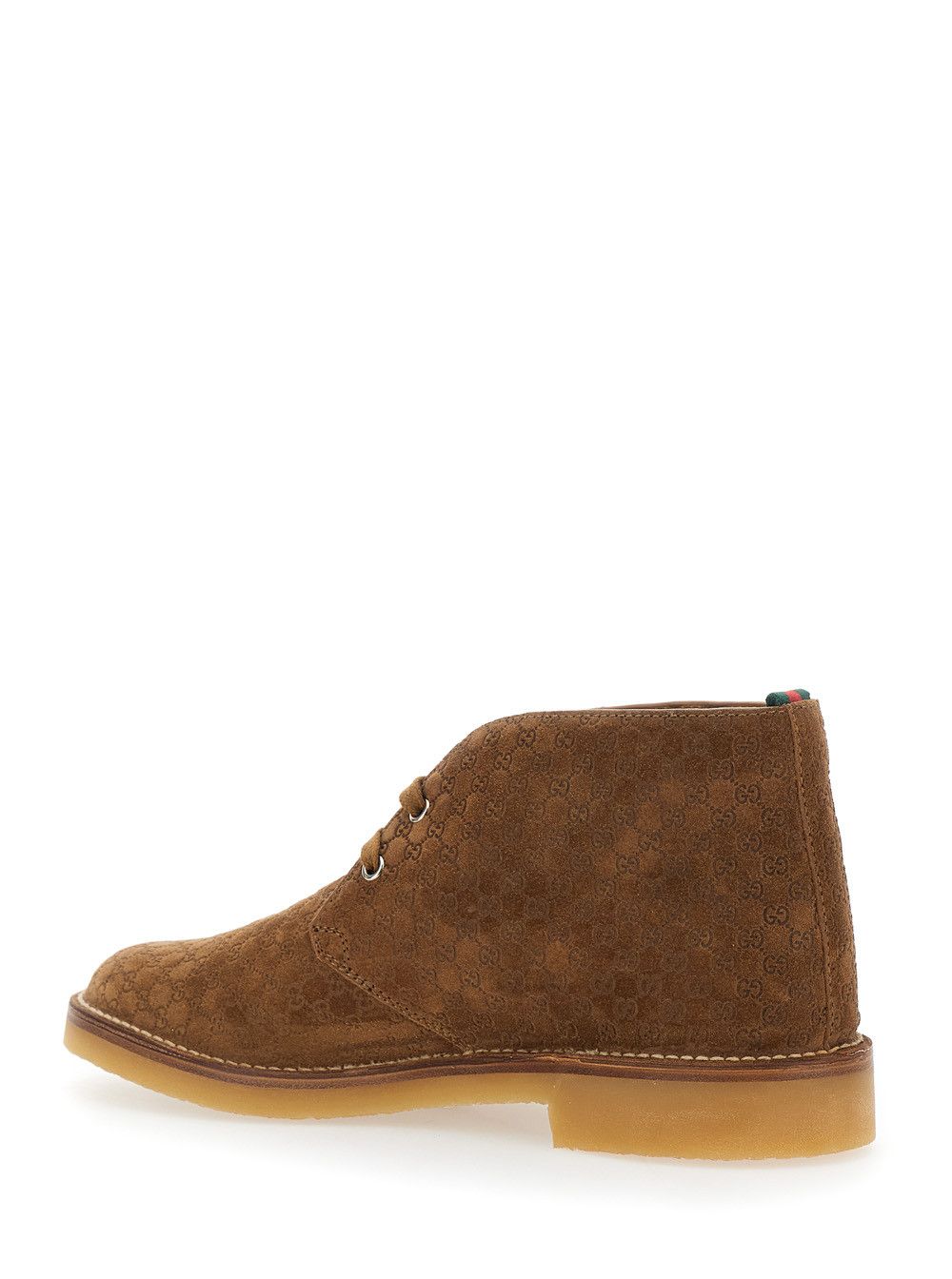 Gucci Brown Ankle Boots with Web Detail on the Heel and Low Heel in GG Suede Man Size US 11 / EU 44 - 3 Thumbnail