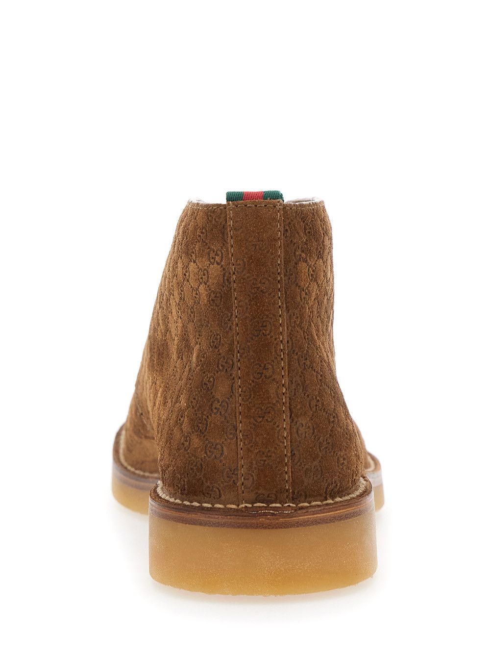 Gucci Brown Ankle Boots with Web Detail on the Heel and Low Heel in GG Suede Man Size US 11 / EU 44 - 5 Thumbnail