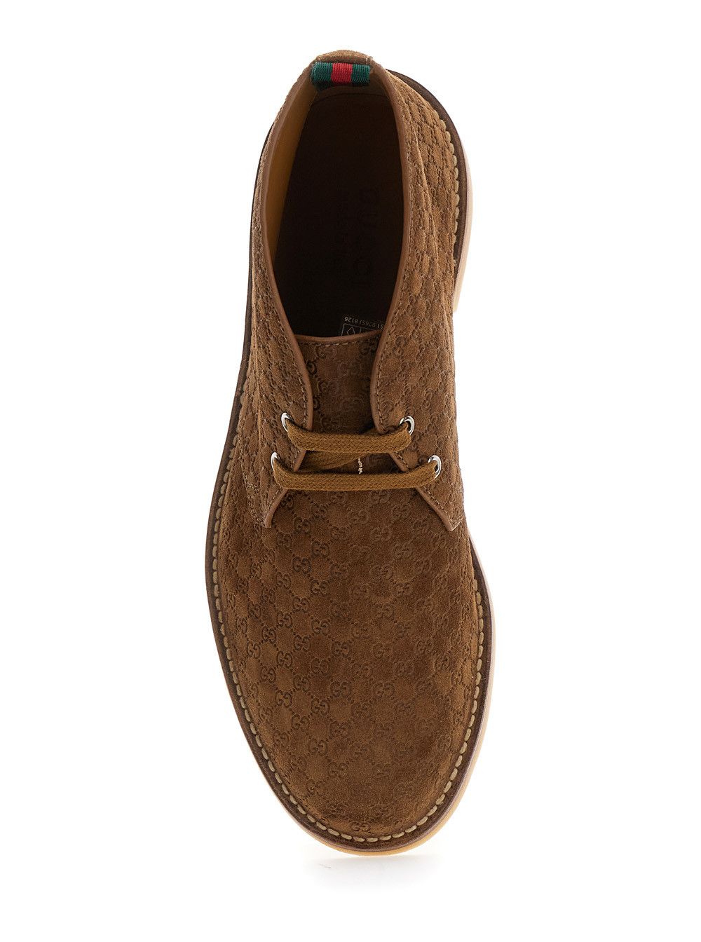 Gucci Brown Ankle Boots with Web Detail on the Heel and Low Heel in GG Suede Man Size US 11 / EU 44 - 4 Thumbnail