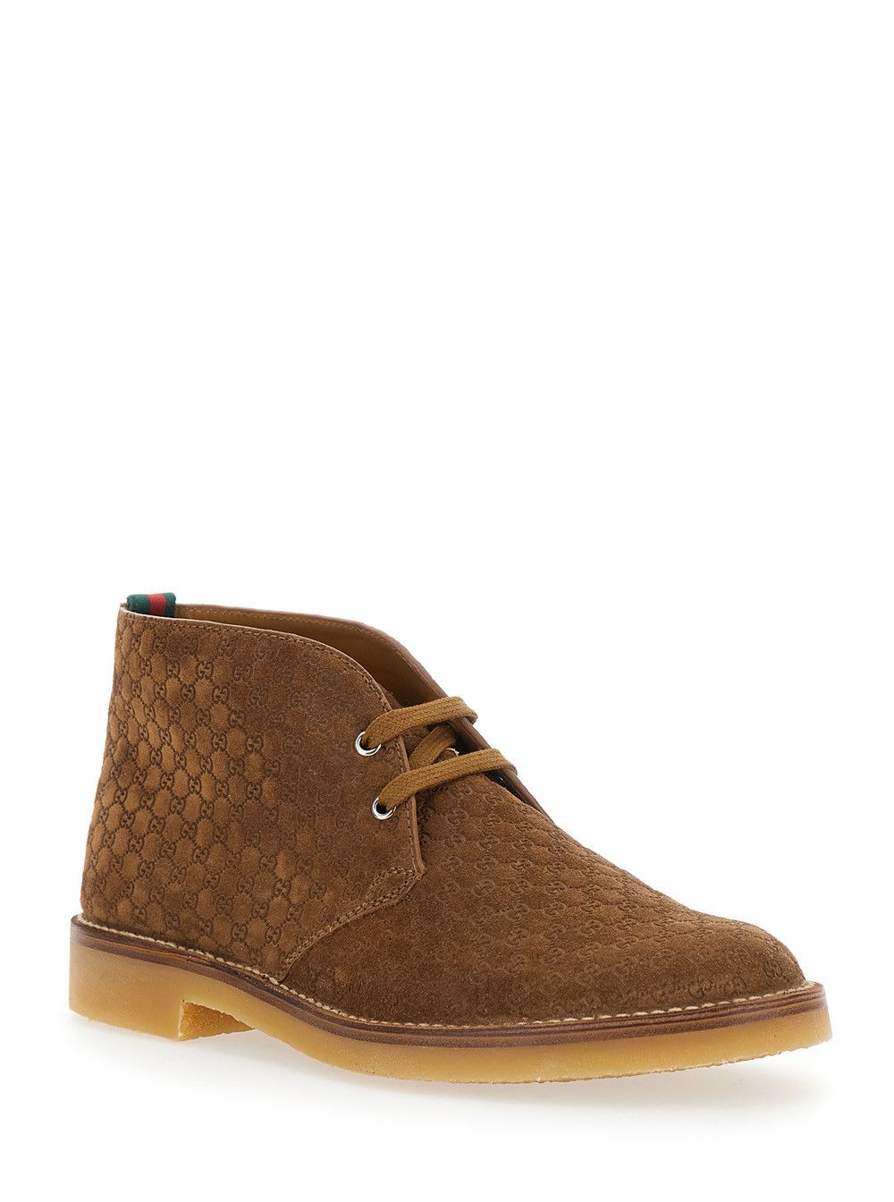 Gucci Brown Ankle Boots with Web Detail on the Heel and Low Heel in GG Suede Man Size US 10.5 / EU 43-44 - 2 Thumbnail