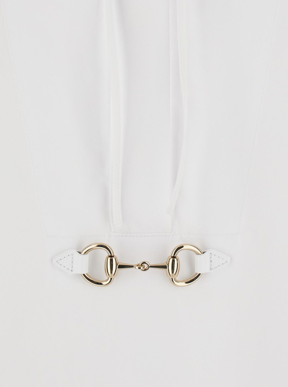 Gucci White Shirt with Pointed Collar with Tie Detail and Horsebit in Cotton Woman Size M / US 6-8 / IT 42-44 - 3 Thumbnail