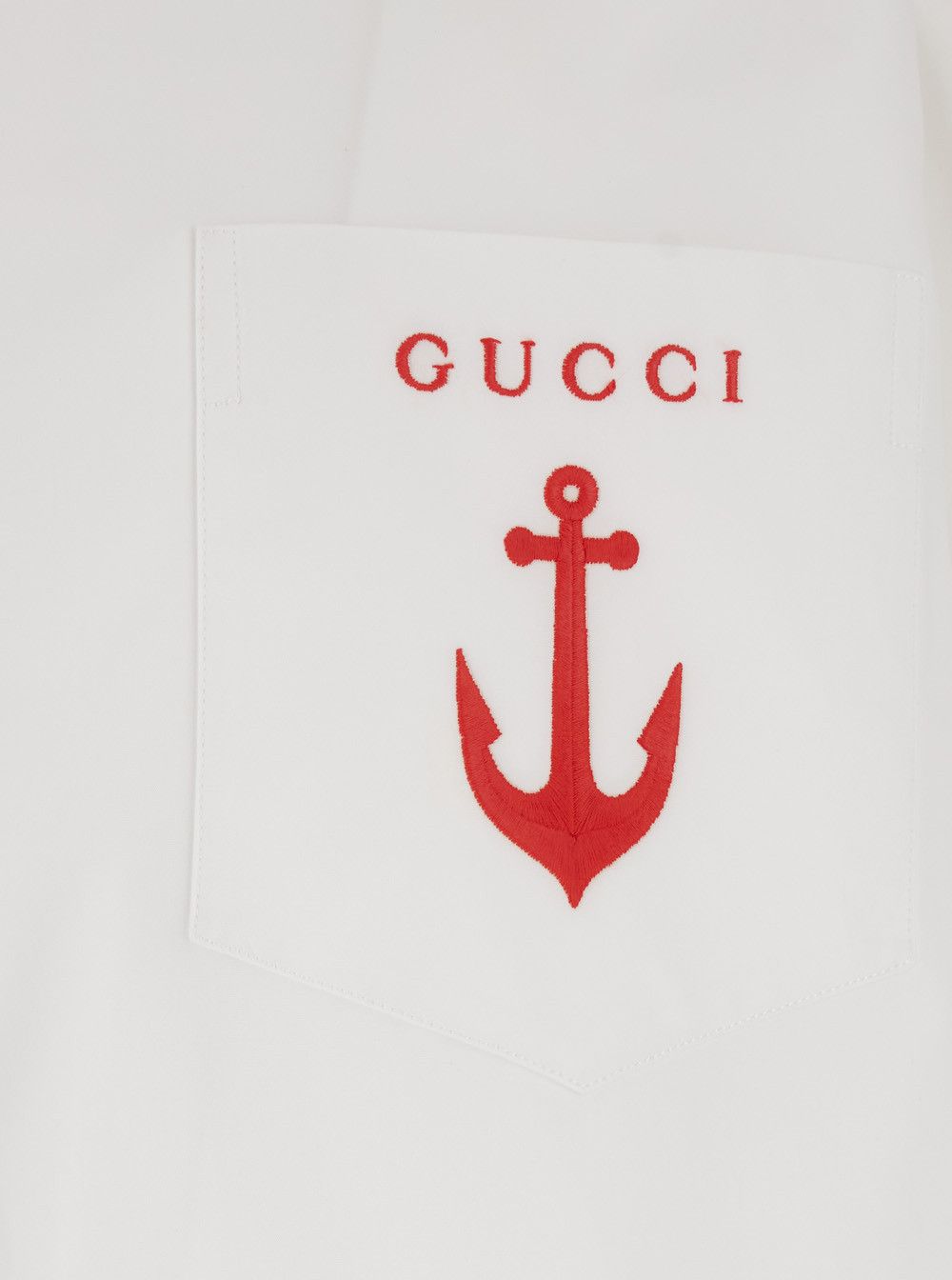 Gucci White Shirt with Classic Collar and Logo Detail on the Front in Cotton Man Size US M / EU 48-50 / 2 - 3 Thumbnail