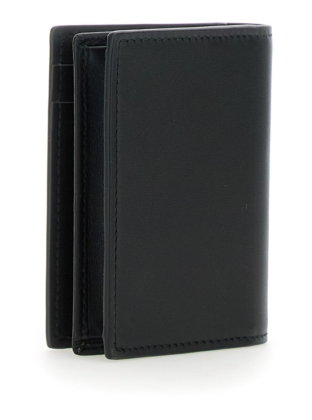 Black Card Holder with Double G Detail on the Front in Leather Man