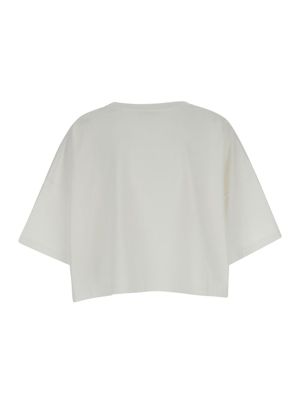 Chloe White Crop T-Shirt with Logo Lettering in Cotton Woman Size M / US 6-8 / IT 42-44 - 2 Thumbnail