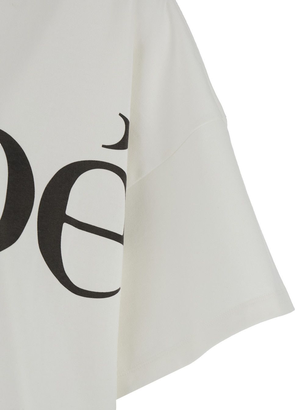 Chloe White Crop T-Shirt with Logo Lettering in Cotton Woman Size M / US 6-8 / IT 42-44 - 3 Thumbnail