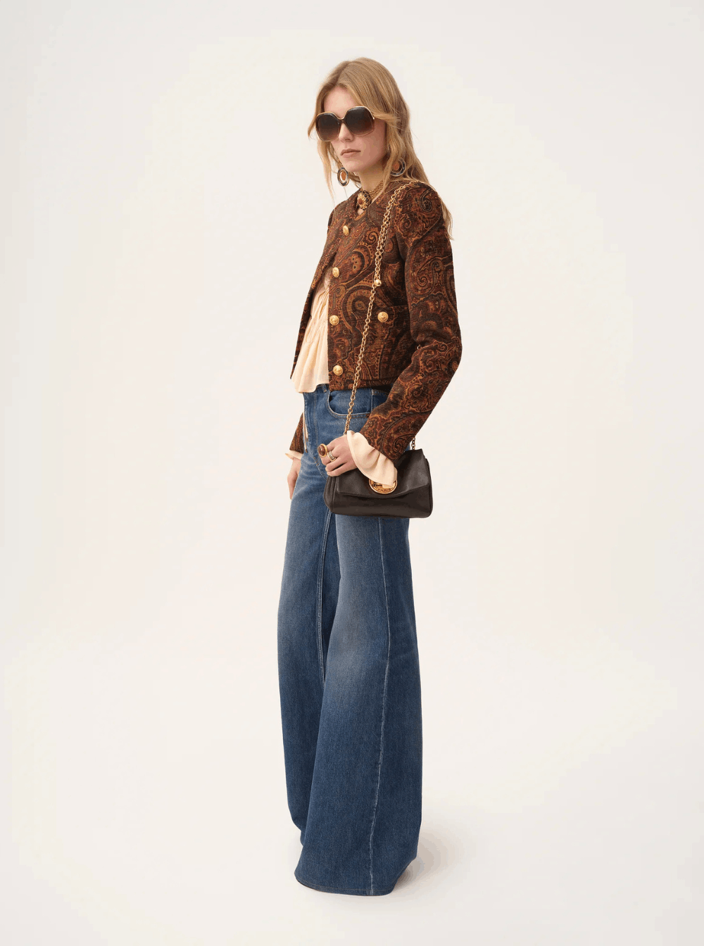 Chloe Blue HIgh Waisted Jeans with Wide Leg and Logo Patch on the Rear in Denim Woman Size 27" / US 4 / IT 40 - 4 Thumbnail