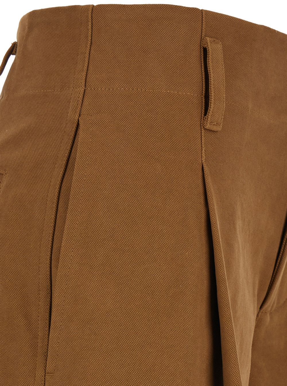 Chloe Brown Pants with Belt Loops and Wide Leg in Cotton Woman Size 27" / US 4 / IT 40 - 3 Thumbnail