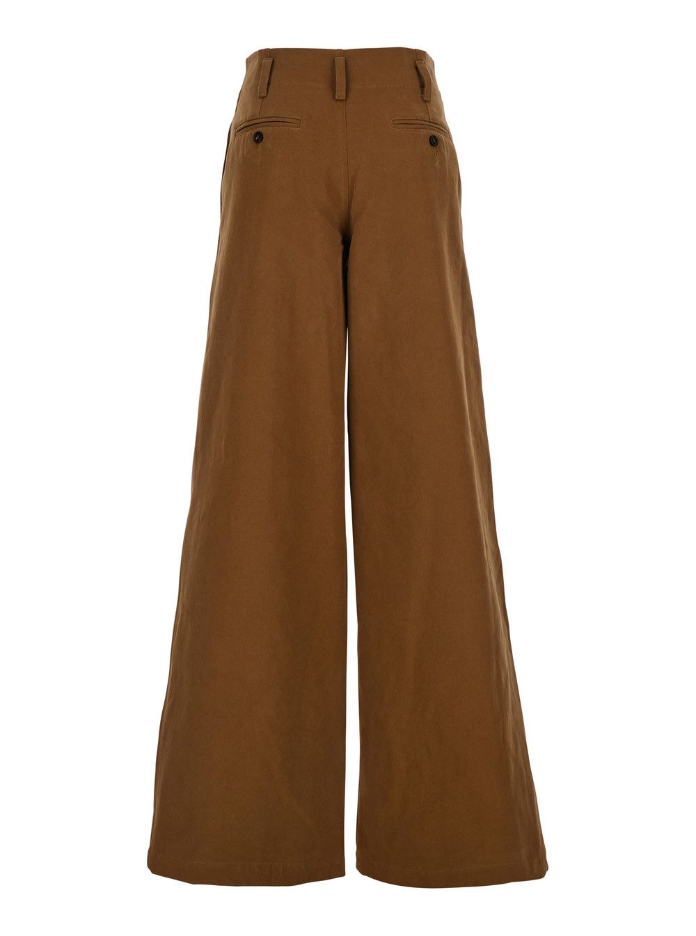 Chloe Brown Pants with Belt Loops and Wide Leg in Cotton Woman Size 27" / US 4 / IT 40 - 2 Thumbnail
