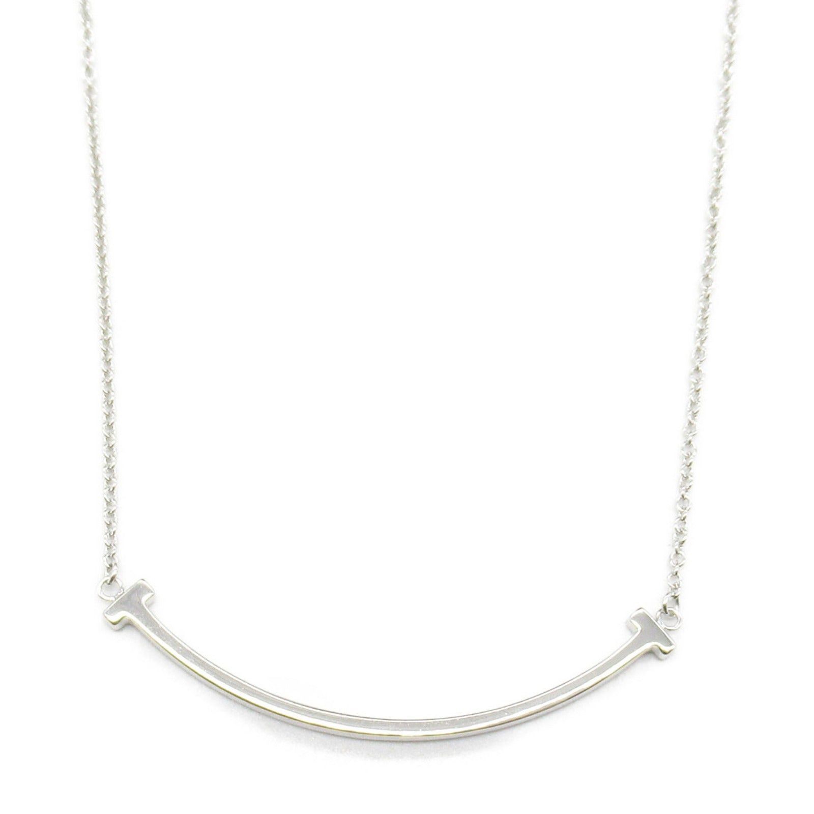 Tiffany & Co. Tiffany Co T-Smile Small Necklace K18Wg (White Gold) Silver Size ONE SIZE - 2 Thumbnail