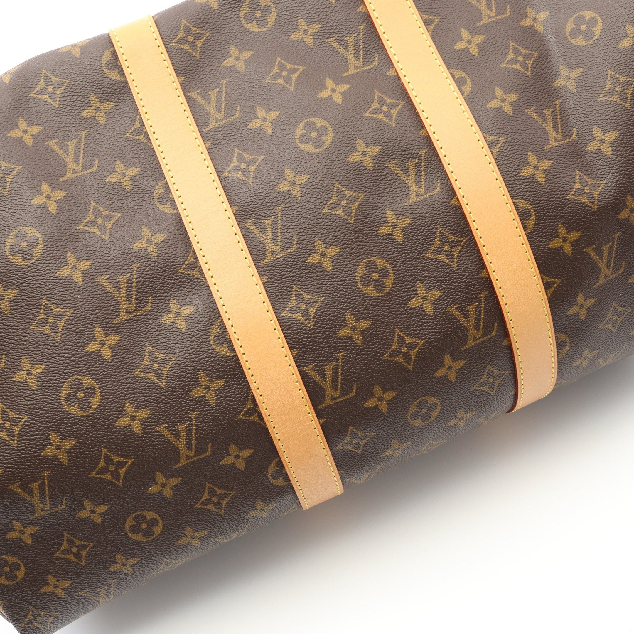 Louis Vuitton Louis Vuitton Keepall 50 Monogram Boston Bag Leather Brown Size ONE SIZE - 6 Thumbnail