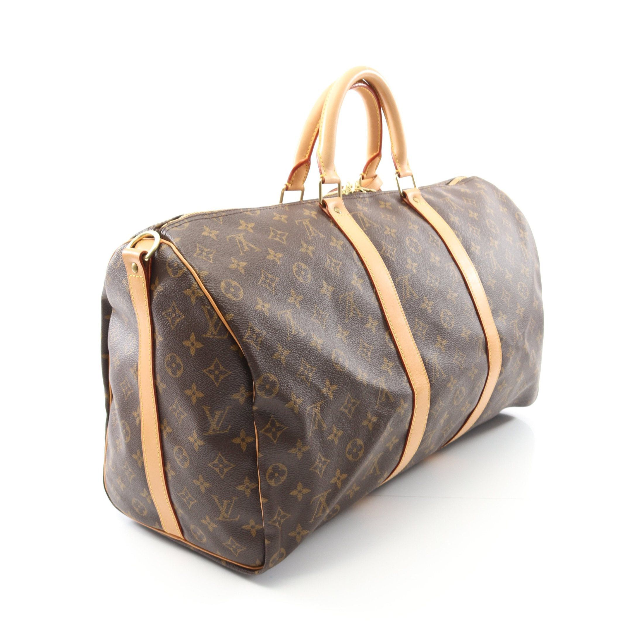 Louis Vuitton Louis Vuitton Keepall 50 Monogram Boston Bag Leather Brown Size ONE SIZE - 2 Thumbnail