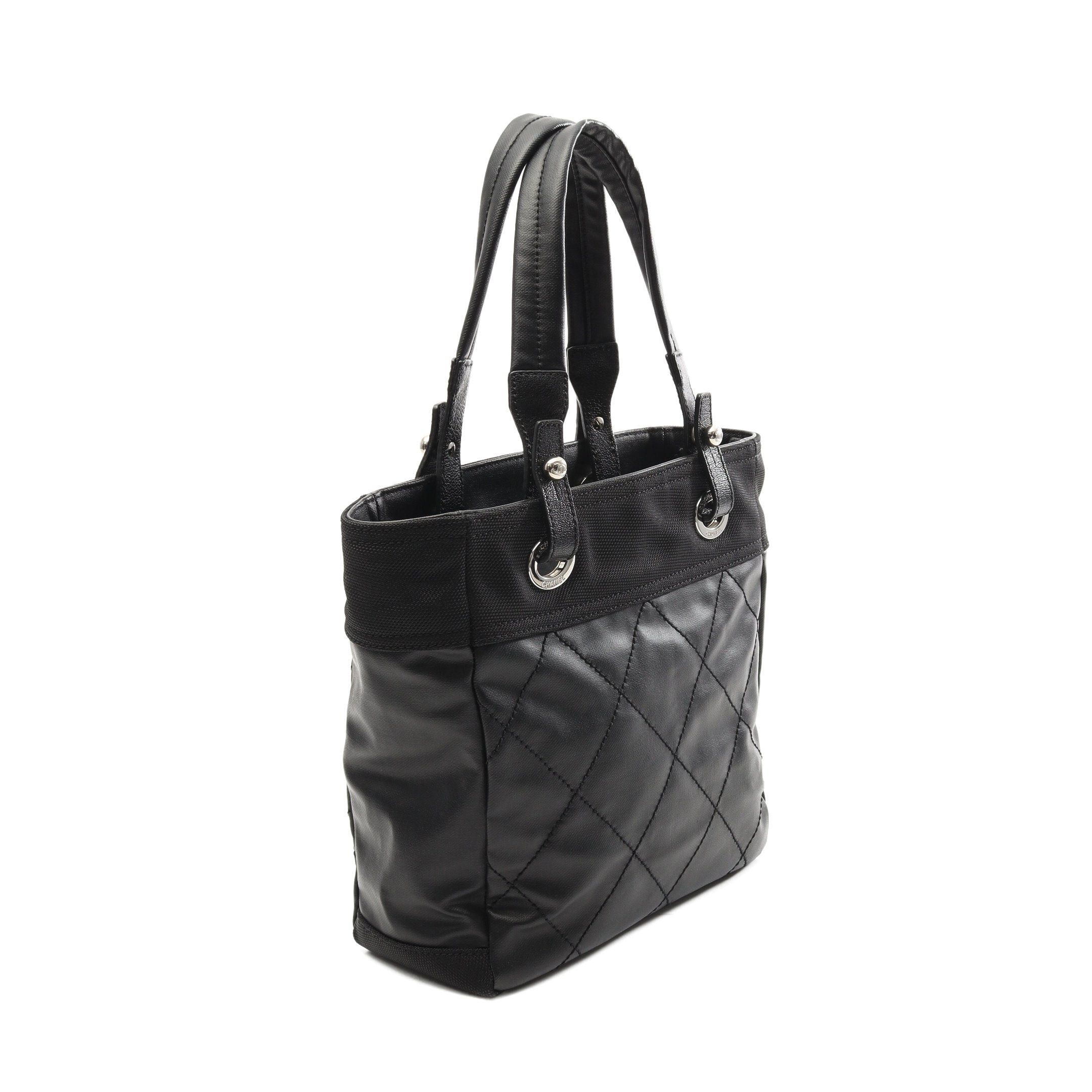 Chanel Chanel Paris Biarritz Pm Handbag Tote Bag Coated Canvas Leather Black Silver Hardware Size ONE SIZE - 2 Thumbnail