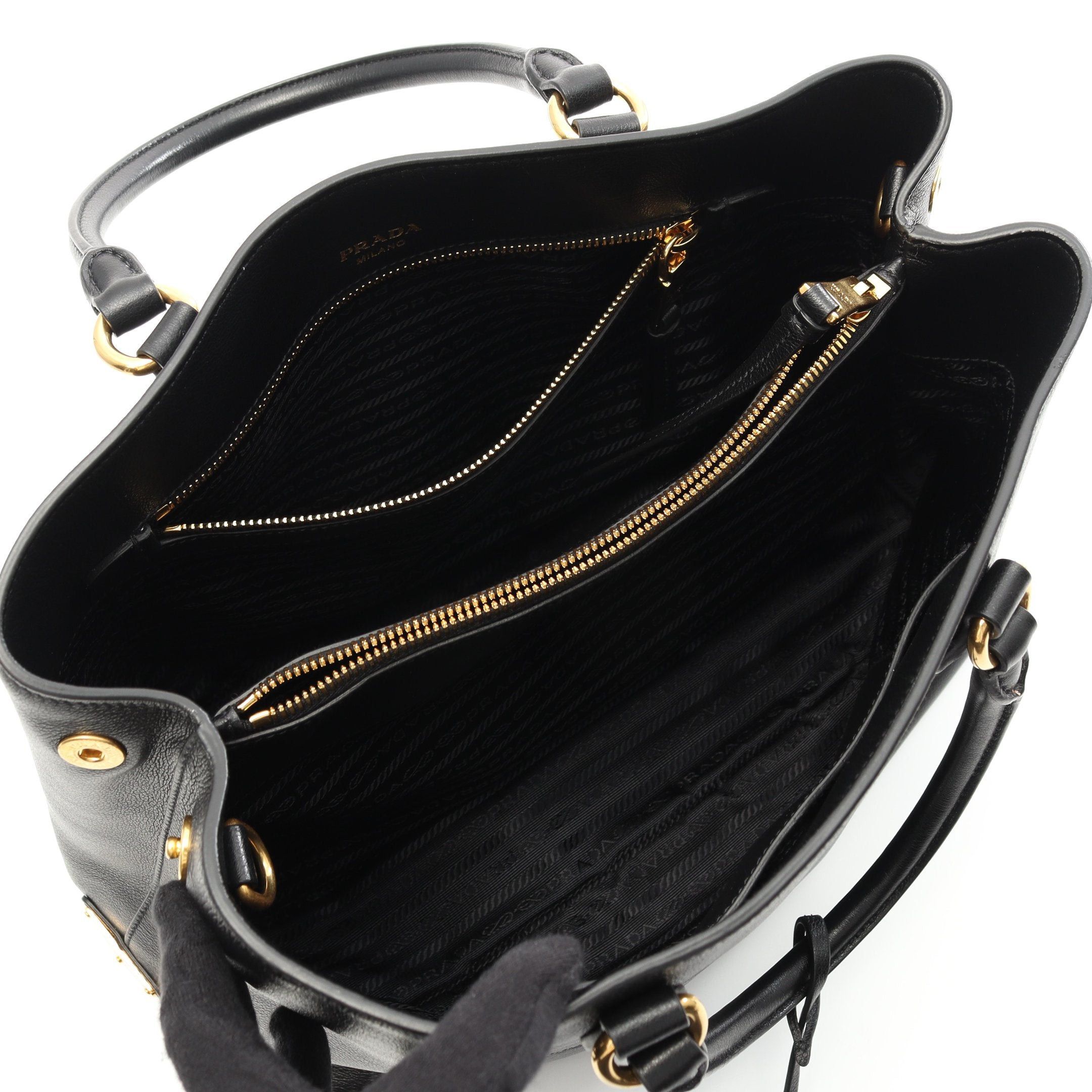 Prada Prada Handbag Leather Black Size ONE SIZE - 3 Thumbnail