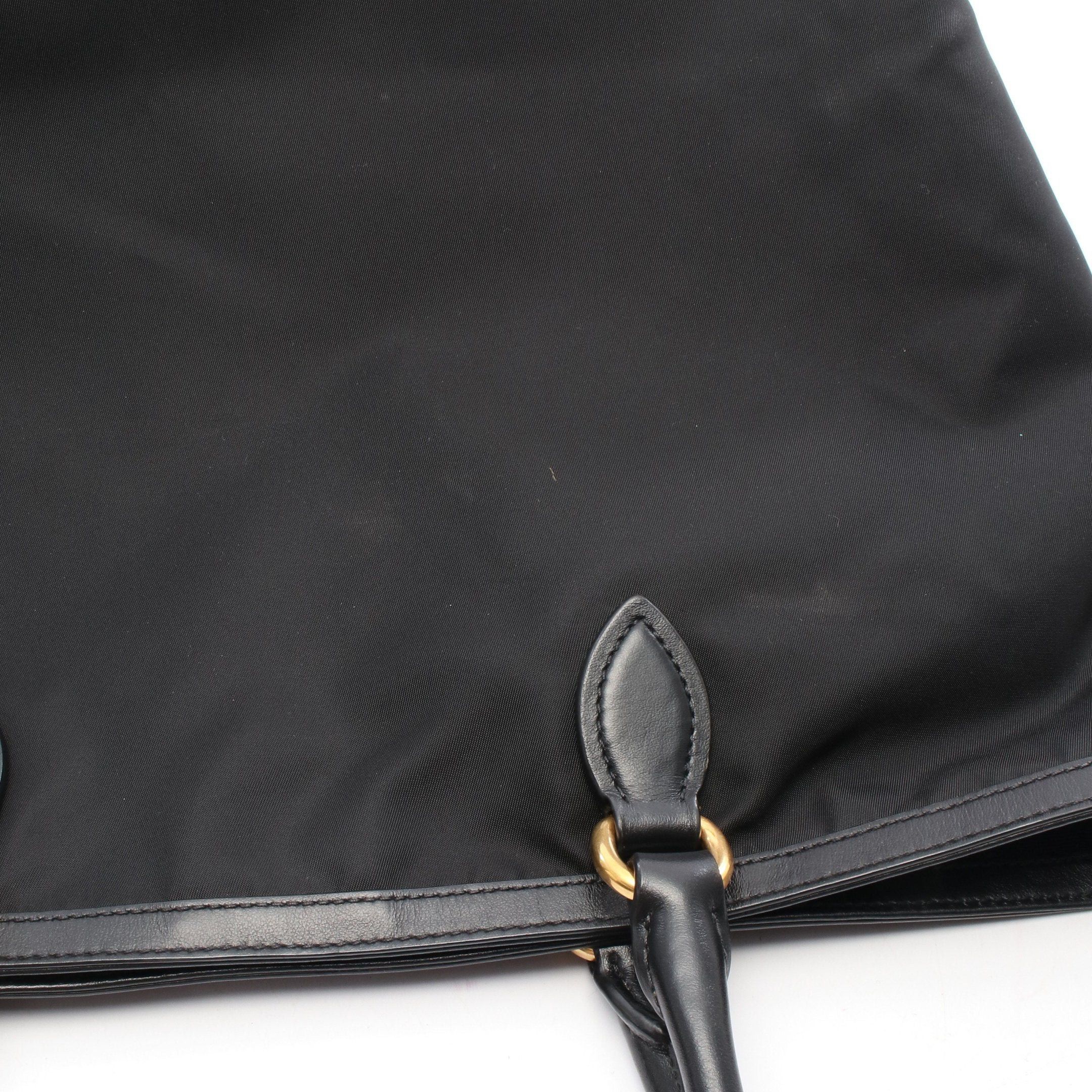 Prada Prada Logo Jacquard Shoulder Bag Tote Nylon Leather Black Size ONE SIZE - 5 Thumbnail