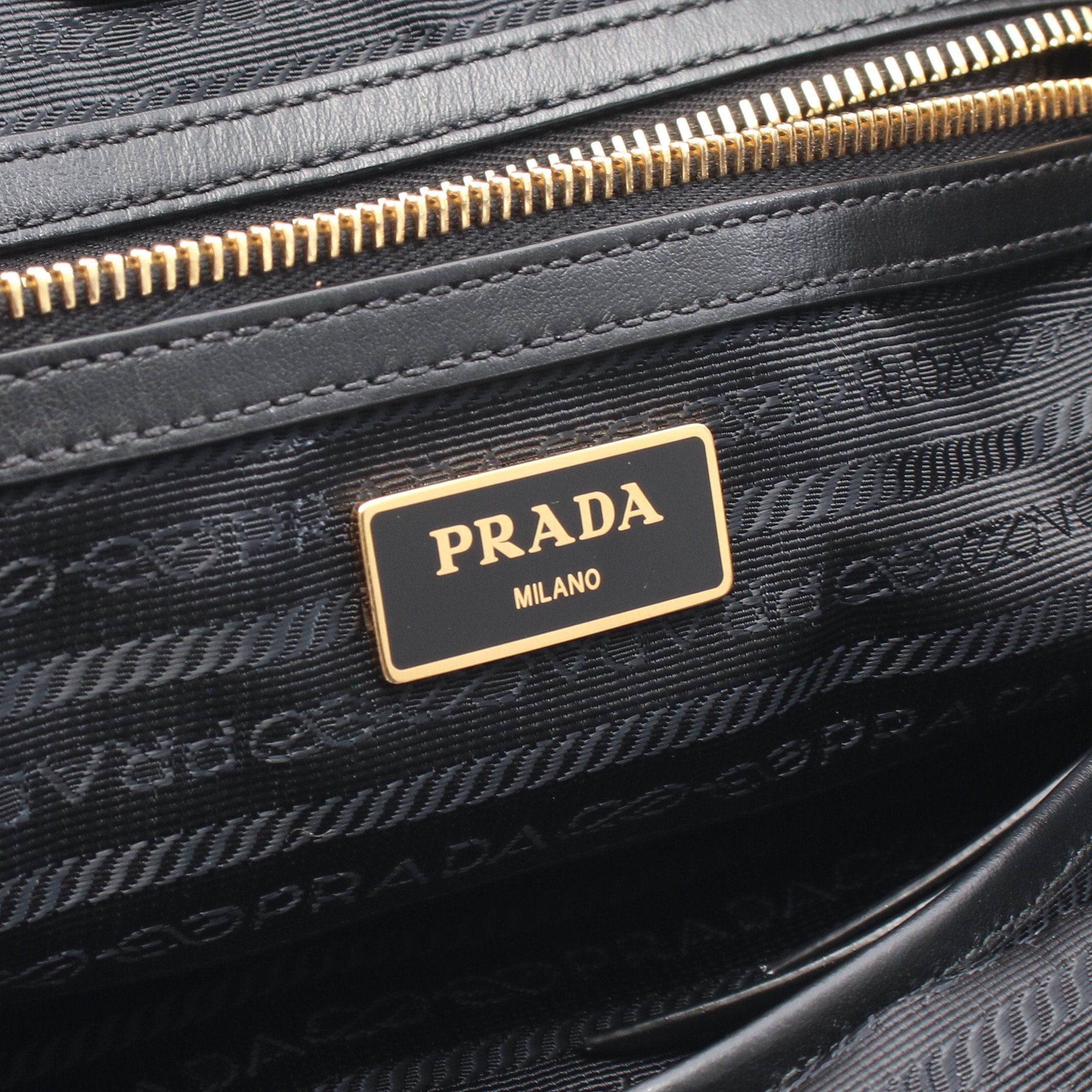 Prada Prada Logo Jacquard Shoulder Bag Tote Nylon Leather Black Size ONE SIZE - 4 Thumbnail