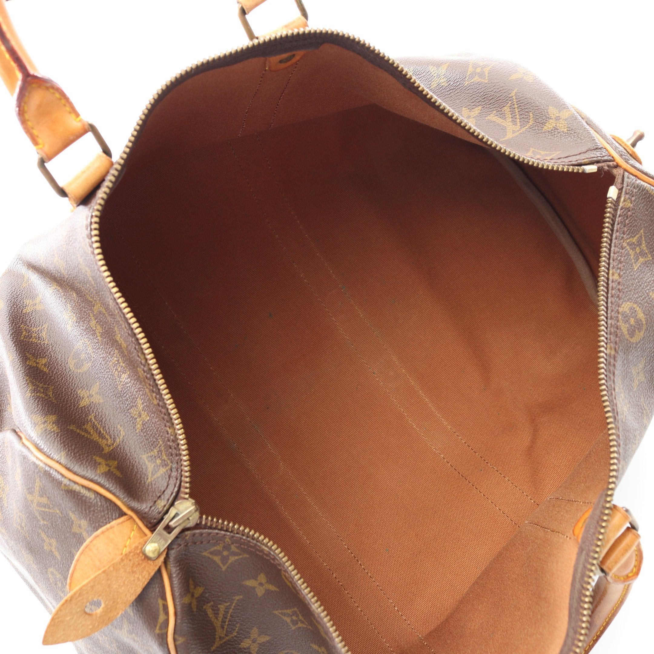 Louis Vuitton Louis Vuitton Keepall 45 Monogram Boston Bag Leather Brown Size ONE SIZE - 3 Thumbnail