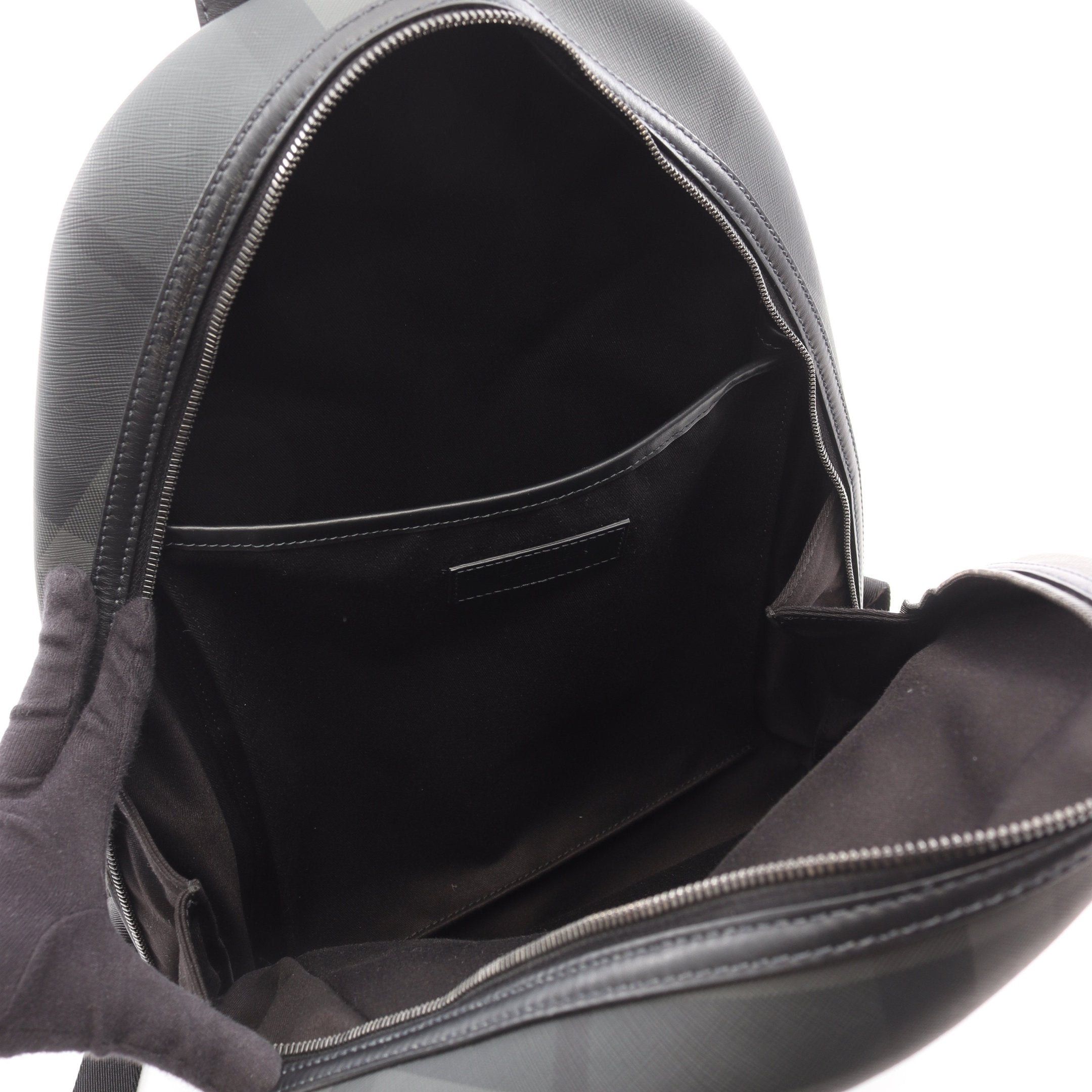 Burberry Burberry Backpack Rucksack Check Leather Gray Black Size ONE SIZE - 3 Thumbnail