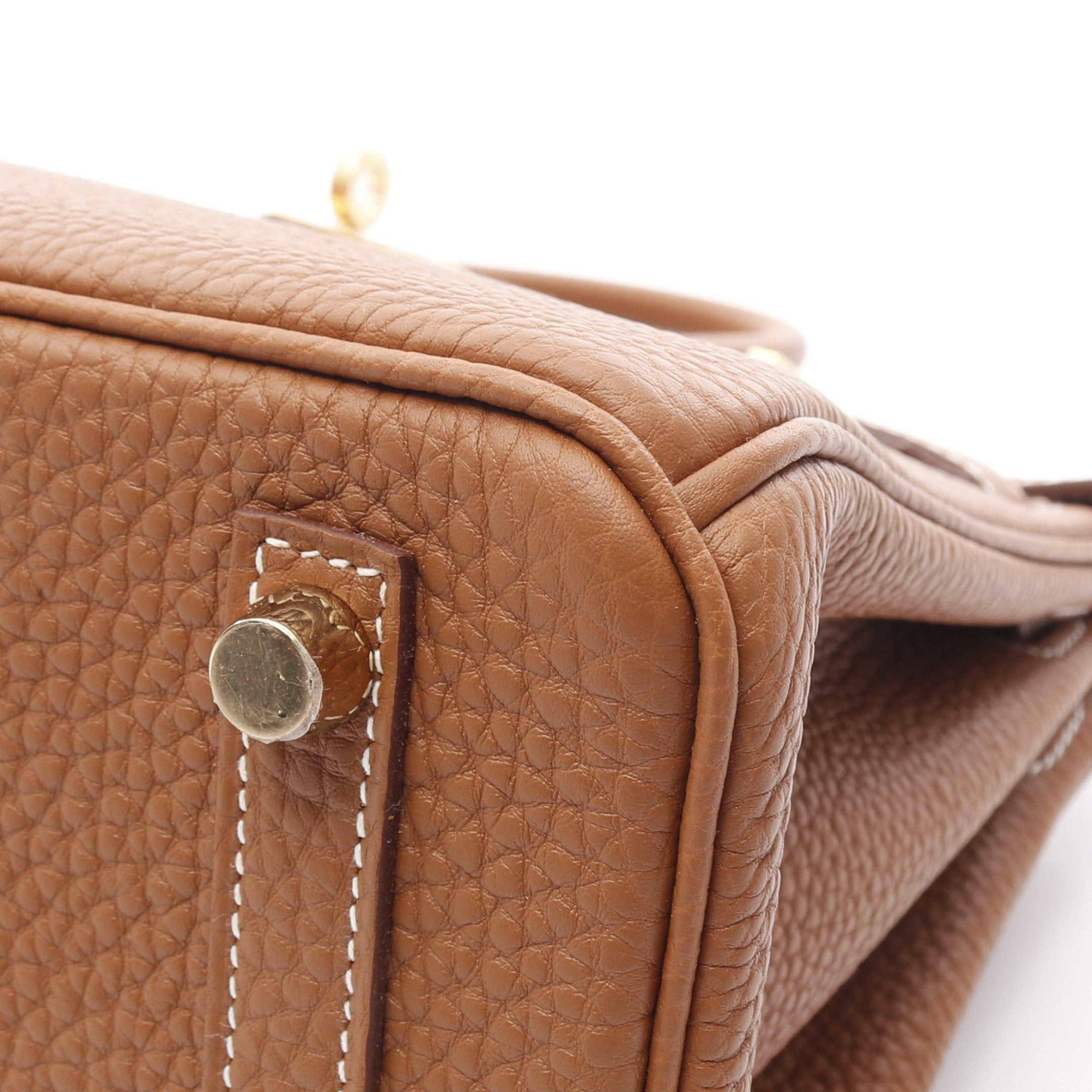 Hermes Hermes Birkin 25 Gold Handbag Togo Brown Hardware Double Engraved Size ONE SIZE - 8 Thumbnail