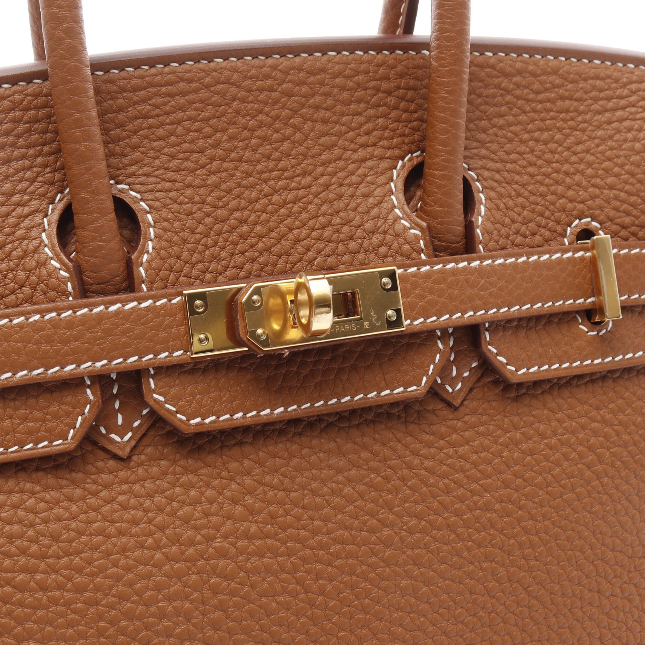 Hermes Hermes Birkin 25 Gold Handbag Togo Brown Hardware Double Engraved Size ONE SIZE - 9 Thumbnail