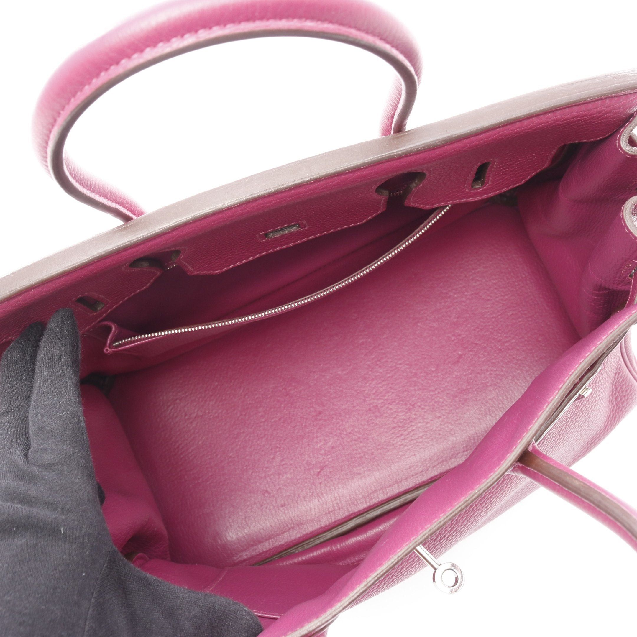 Hermes Hermes Birkin 30 Tosca Handbag Clemence Leather Pink Purple Silver Hardware Stamp Size ONE SIZE - 3 Thumbnail