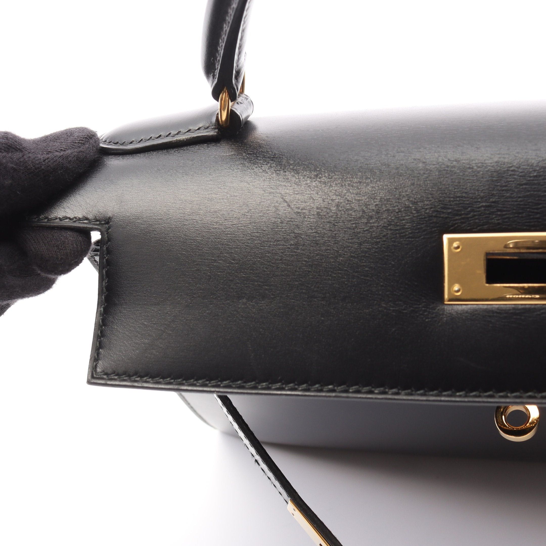 Hermes Hermes Kelly28 Handbag Box Calf Black Gold Hardware Outside Sewing ○V Stamp Size ONE SIZE - 12 Thumbnail