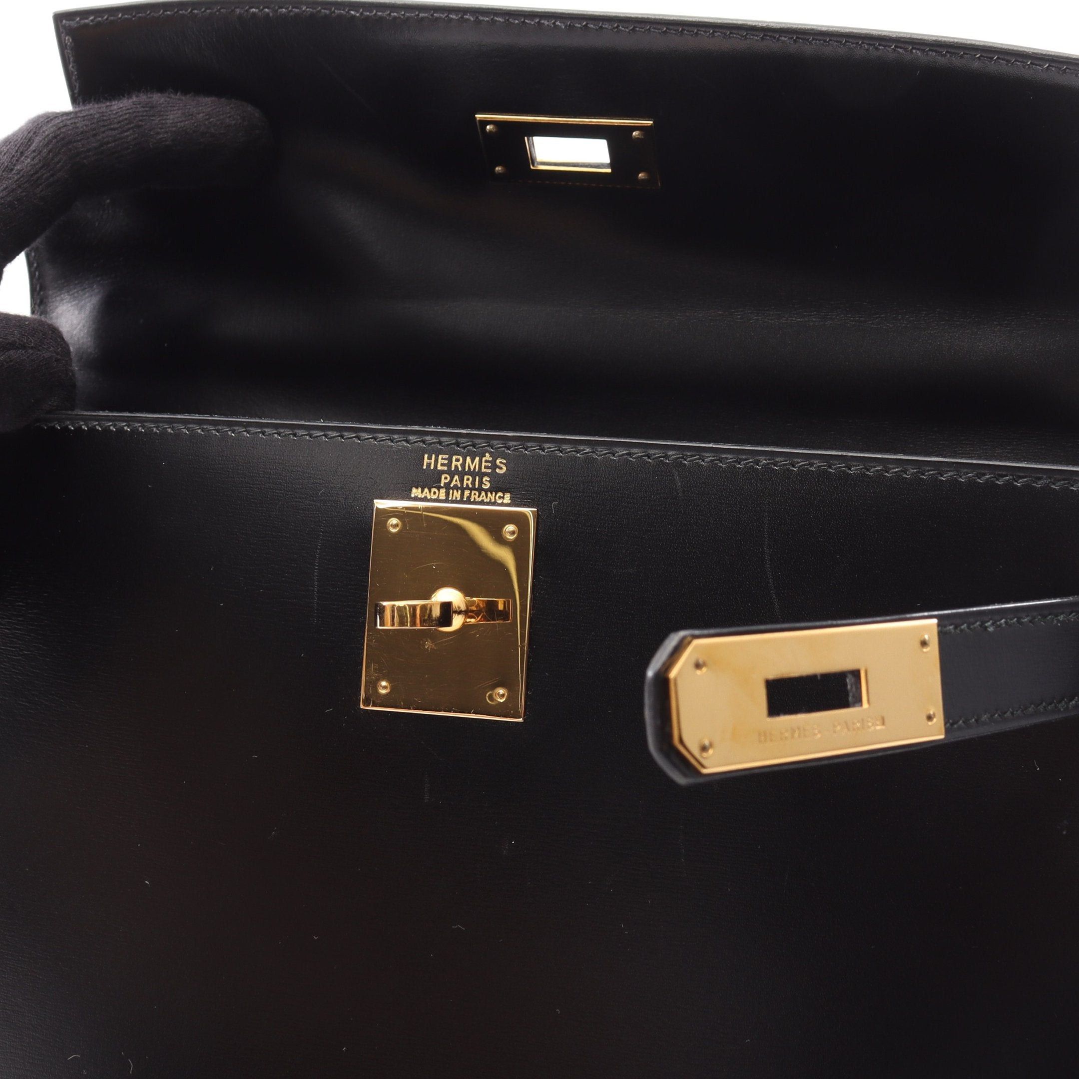 Hermes Hermes Kelly28 Handbag Box Calf Black Gold Hardware Outside Sewing ○V Stamp Size ONE SIZE - 8 Thumbnail