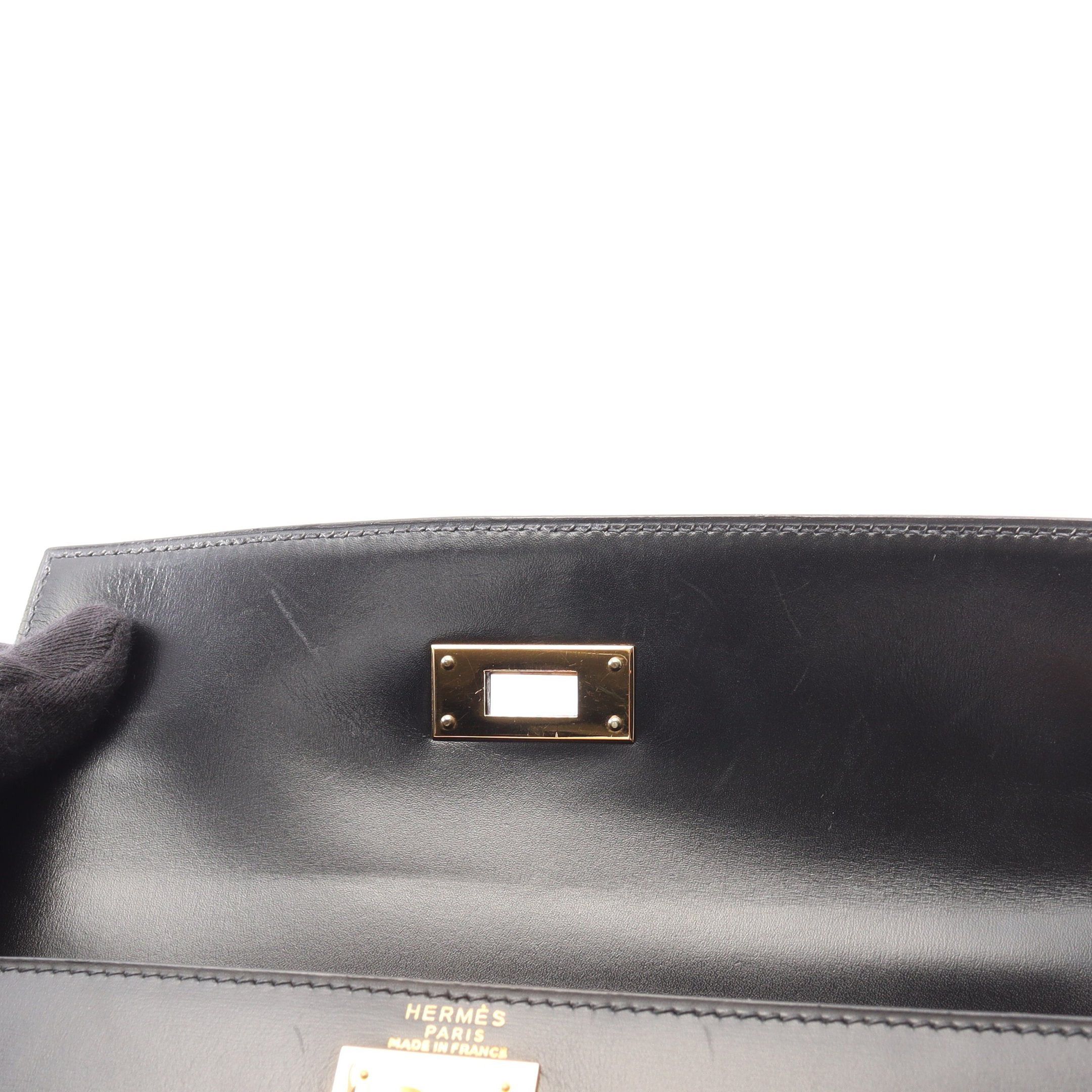 Hermes Hermes Kelly28 Handbag Box Calf Black Gold Hardware Outside Sewing ○V Stamp Size ONE SIZE - 7 Thumbnail