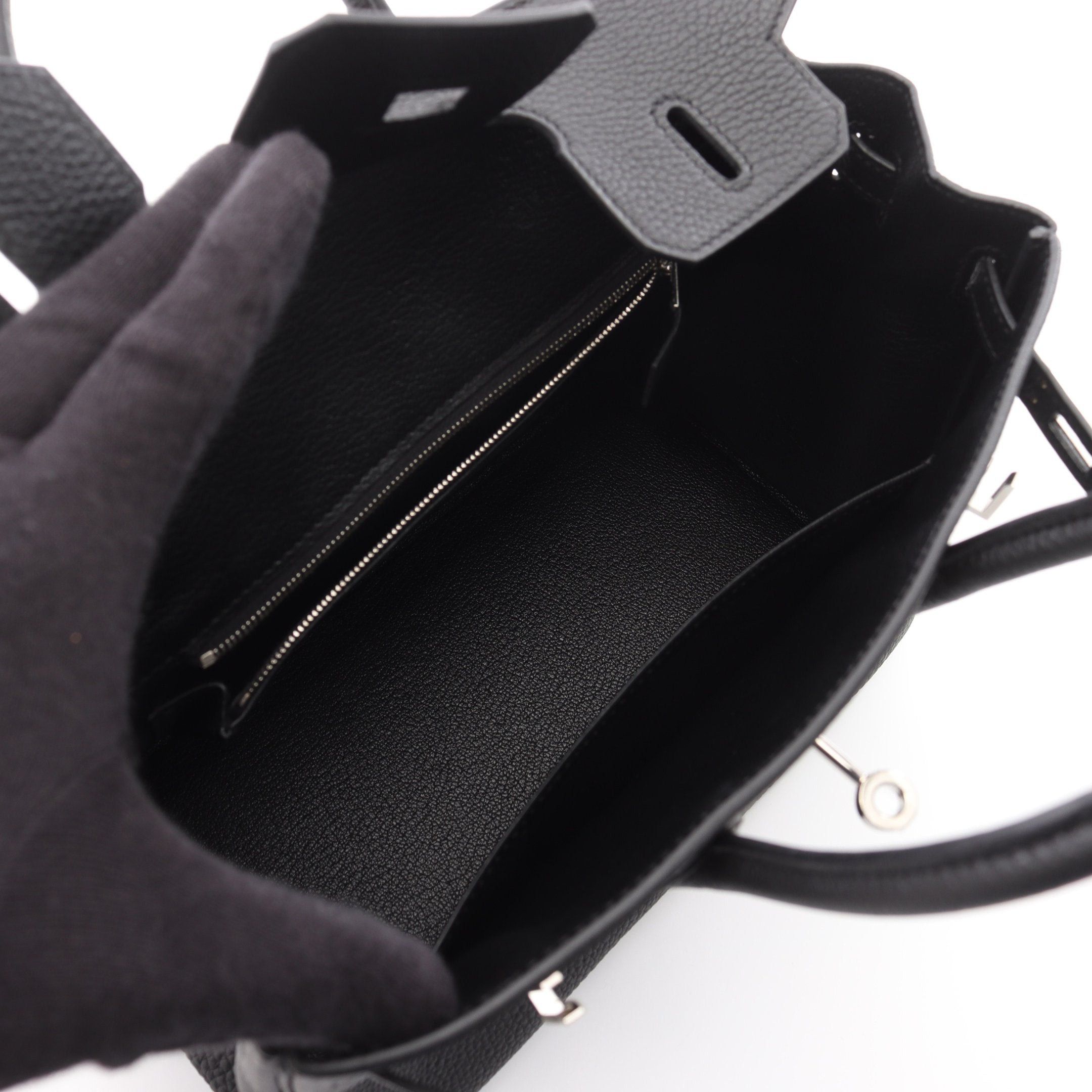 Hermes Hermes Birkin 25 Handbag Togo Black Silver Hardware D Stamp Size ONE SIZE - 3 Thumbnail