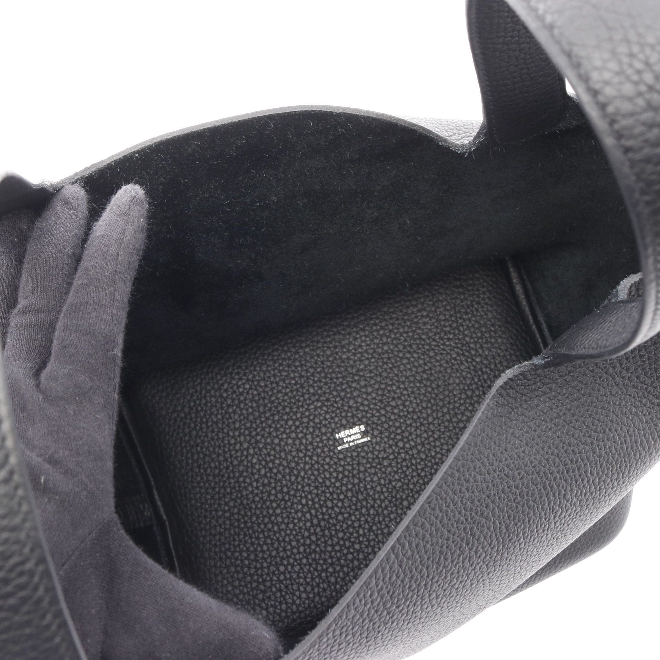 Hermes Hermes Picotan Mm Handbag Clemence Leather Black Silver Hardware Double Engraved Size ONE SIZE - 3 Thumbnail