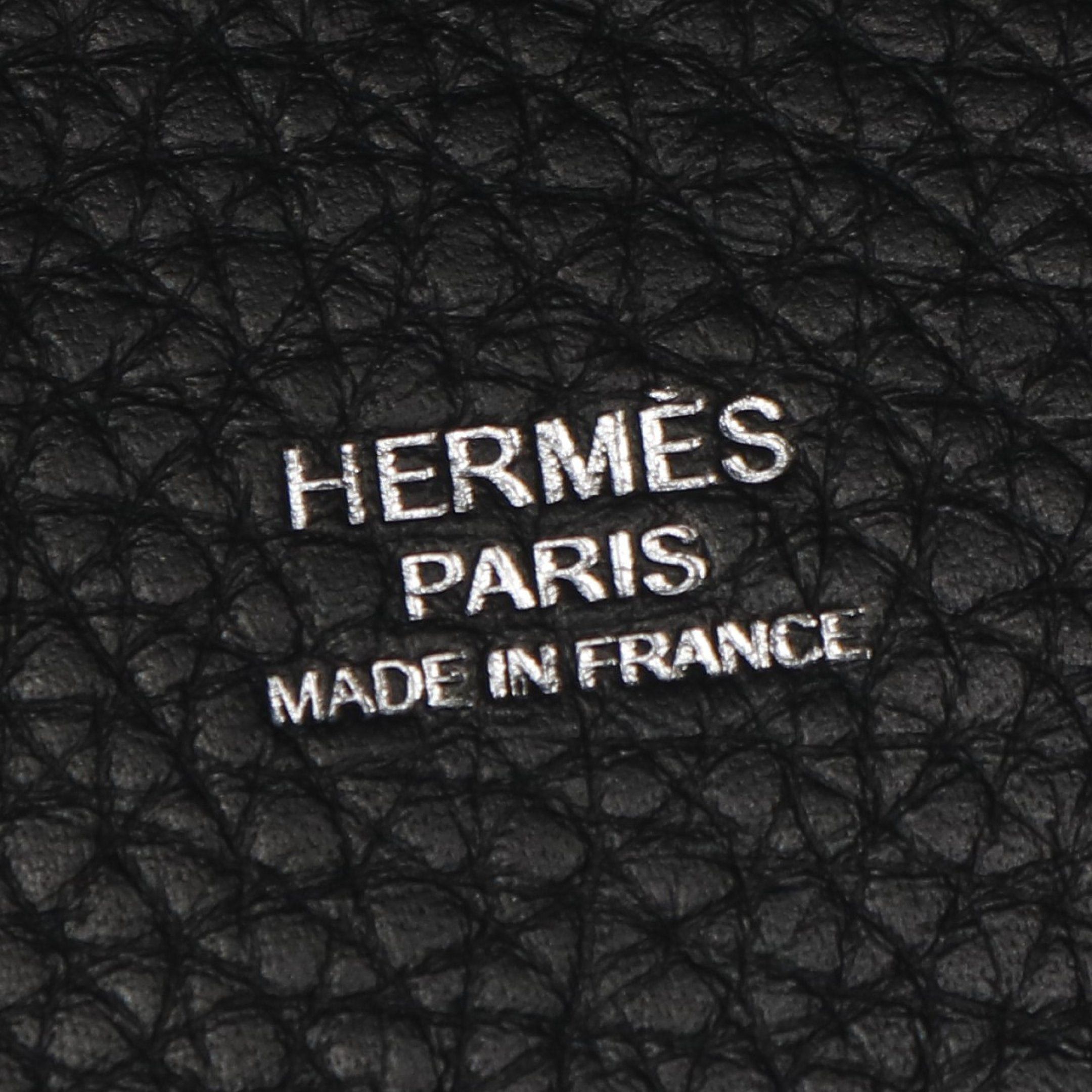 Hermes Hermes Picotan Mm Handbag Clemence Leather Black Silver Hardware Double Engraved Size ONE SIZE - 4 Thumbnail