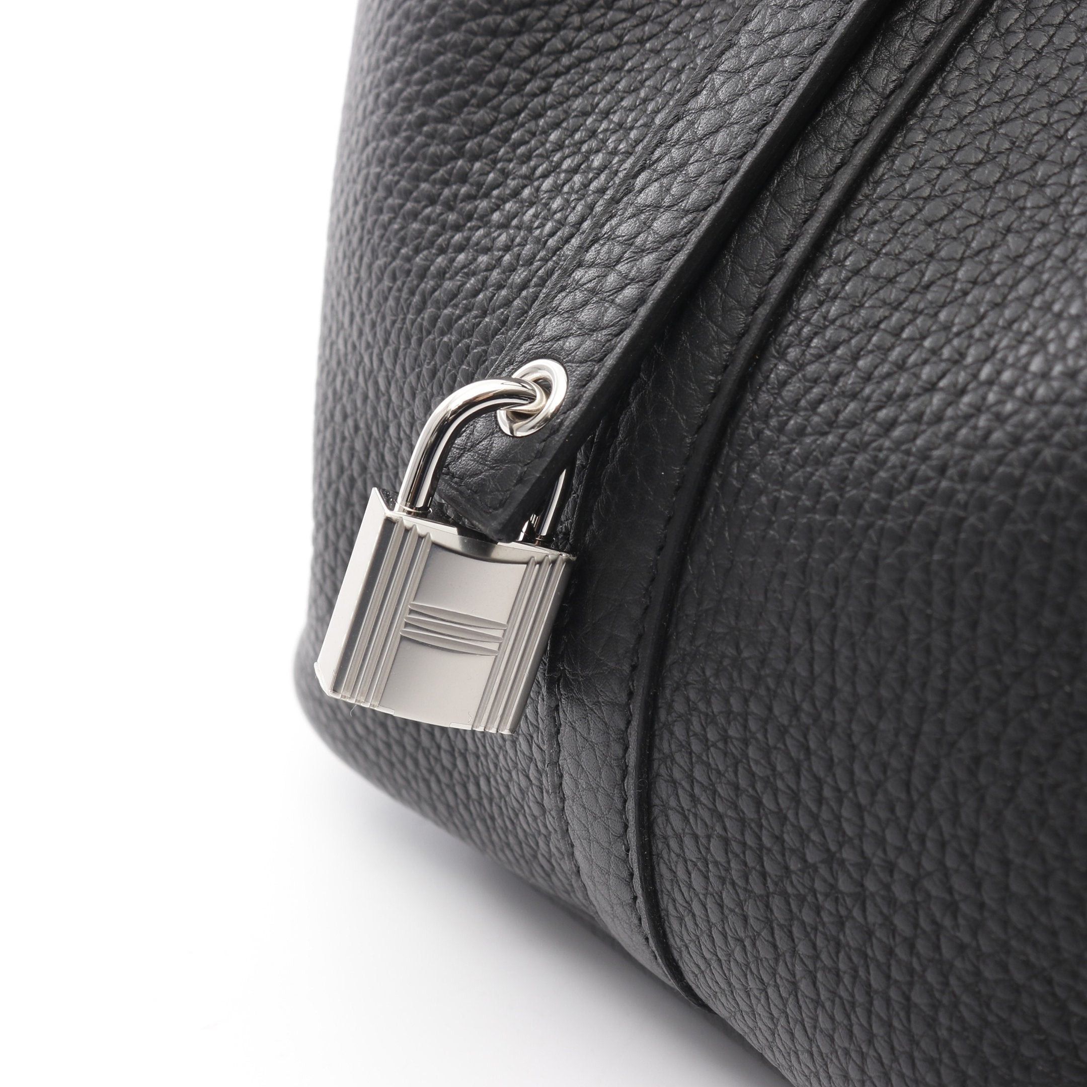 Hermes Hermes Picotan Mm Handbag Clemence Leather Black Silver Hardware Double Engraved Size ONE SIZE - 6 Thumbnail