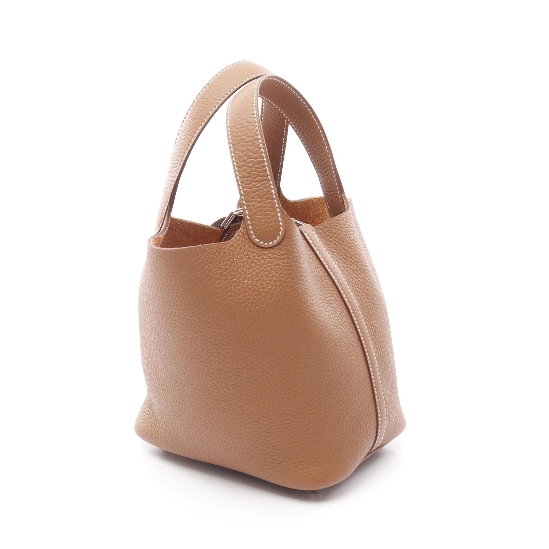 Hermes Hermes Picotane Pm Gold Handbag Clemence Leather Brown Silver Hardware K Stamp Size ONE SIZE - 2 Thumbnail