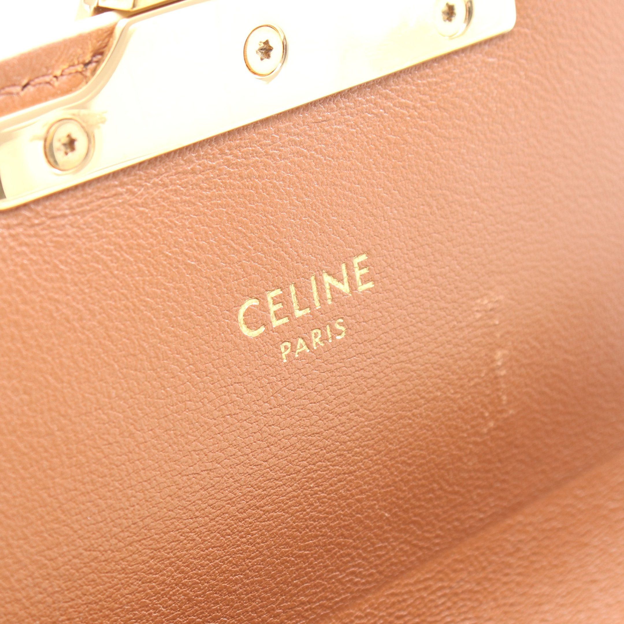 Celine Celine Claude Triomphe One Shoulder Bag Leather Off White Brown Size ONE SIZE - 4 Thumbnail