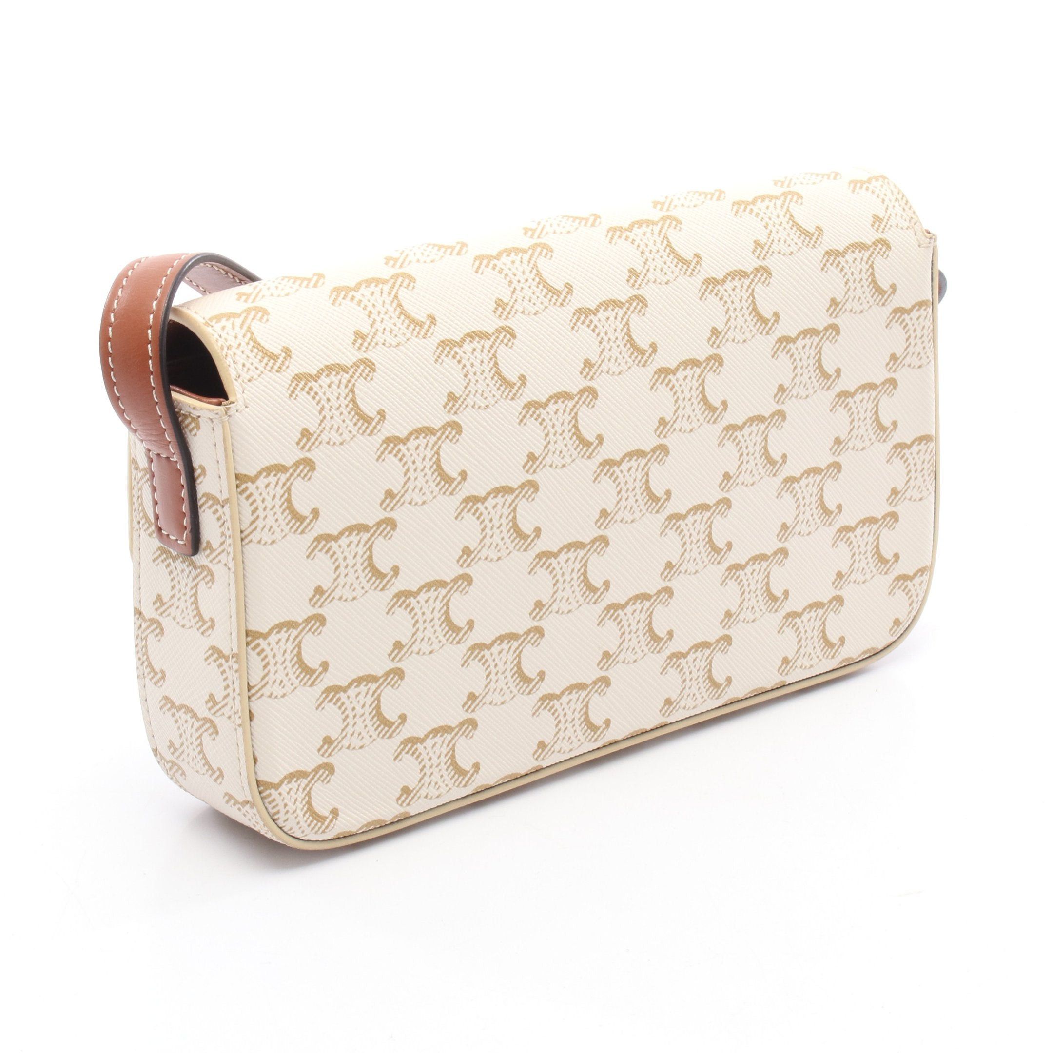 Celine Celine Claude Triomphe One Shoulder Bag Leather Off White Brown Size ONE SIZE - 2 Thumbnail