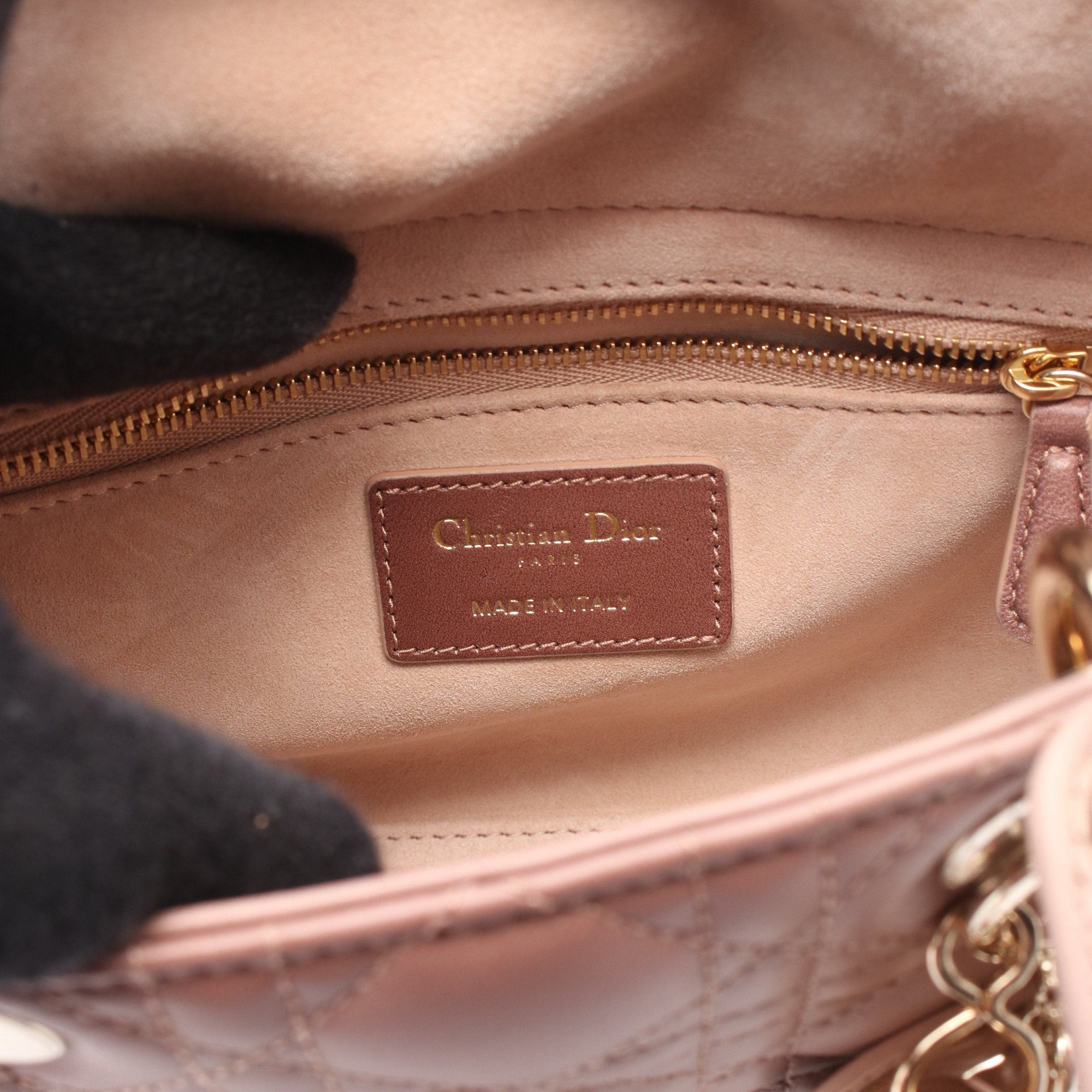 Dior Dior Lady Dior Small Handbag Leather Pink Beige Brown Size ONE SIZE - 4 Thumbnail