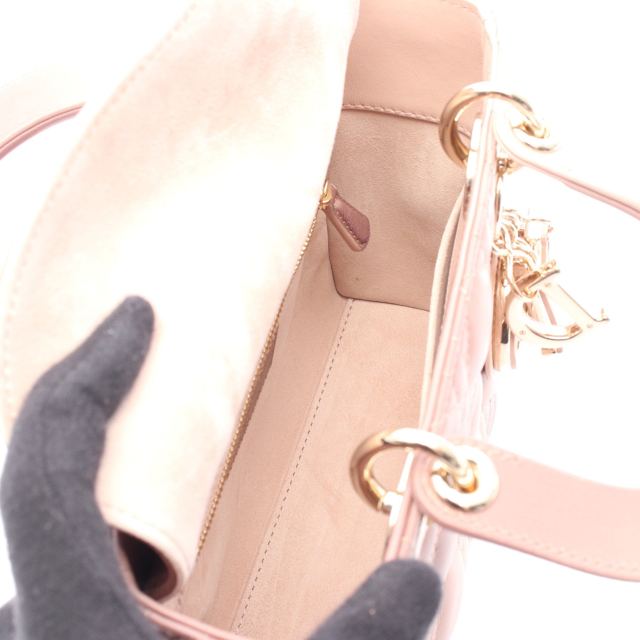 Dior Dior Lady Dior Small Handbag Leather Pink Beige Brown Size ONE SIZE - 3 Thumbnail