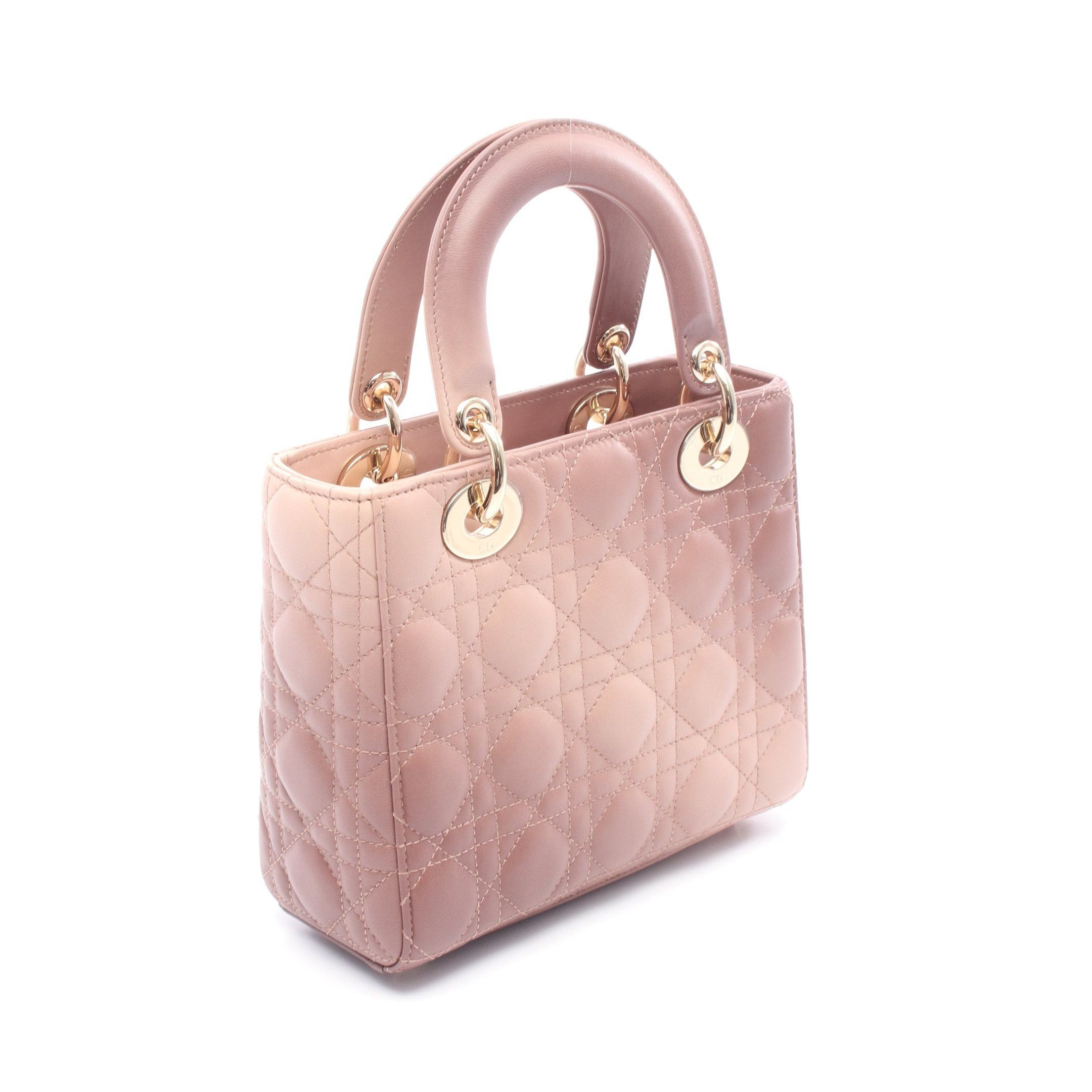 Dior Dior Lady Dior Small Handbag Leather Pink Beige Brown Size ONE SIZE - 2 Thumbnail