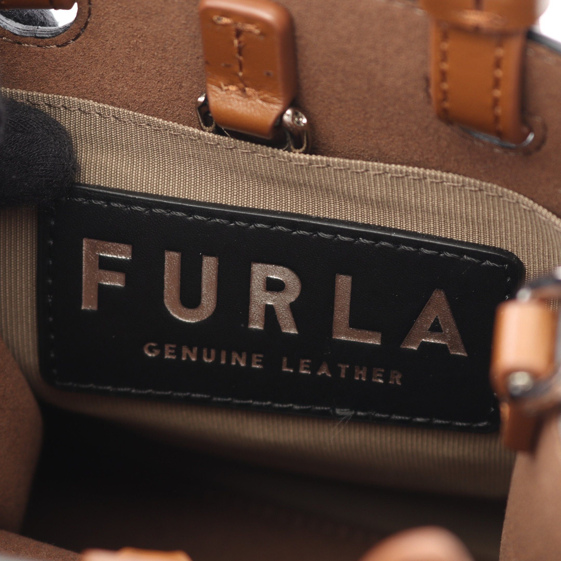 Furla Furla Varsity Style Handbag Leather Black Brown Size ONE SIZE - 4 Thumbnail