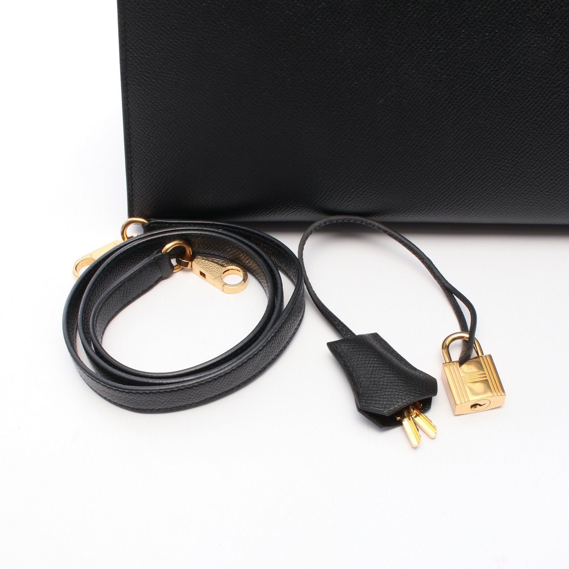 Hermes Hermes Kelly32 Handbag Veau Epsom Black Gold Hardware Outside Sewing A Stamp Size ONE SIZE - 6 Thumbnail