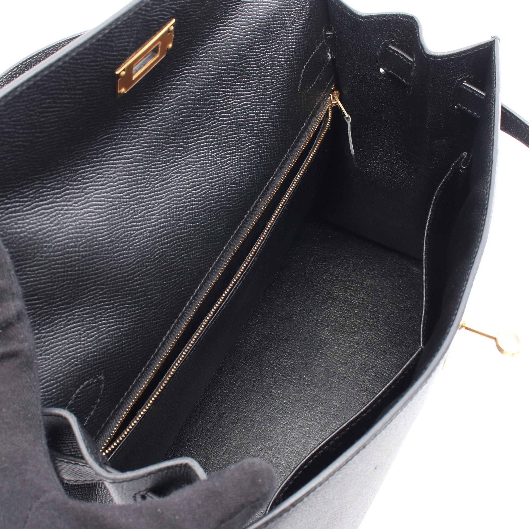 Hermes Hermes Kelly32 Handbag Veau Epsom Black Gold Hardware Outside Sewing A Stamp Size ONE SIZE - 3 Thumbnail