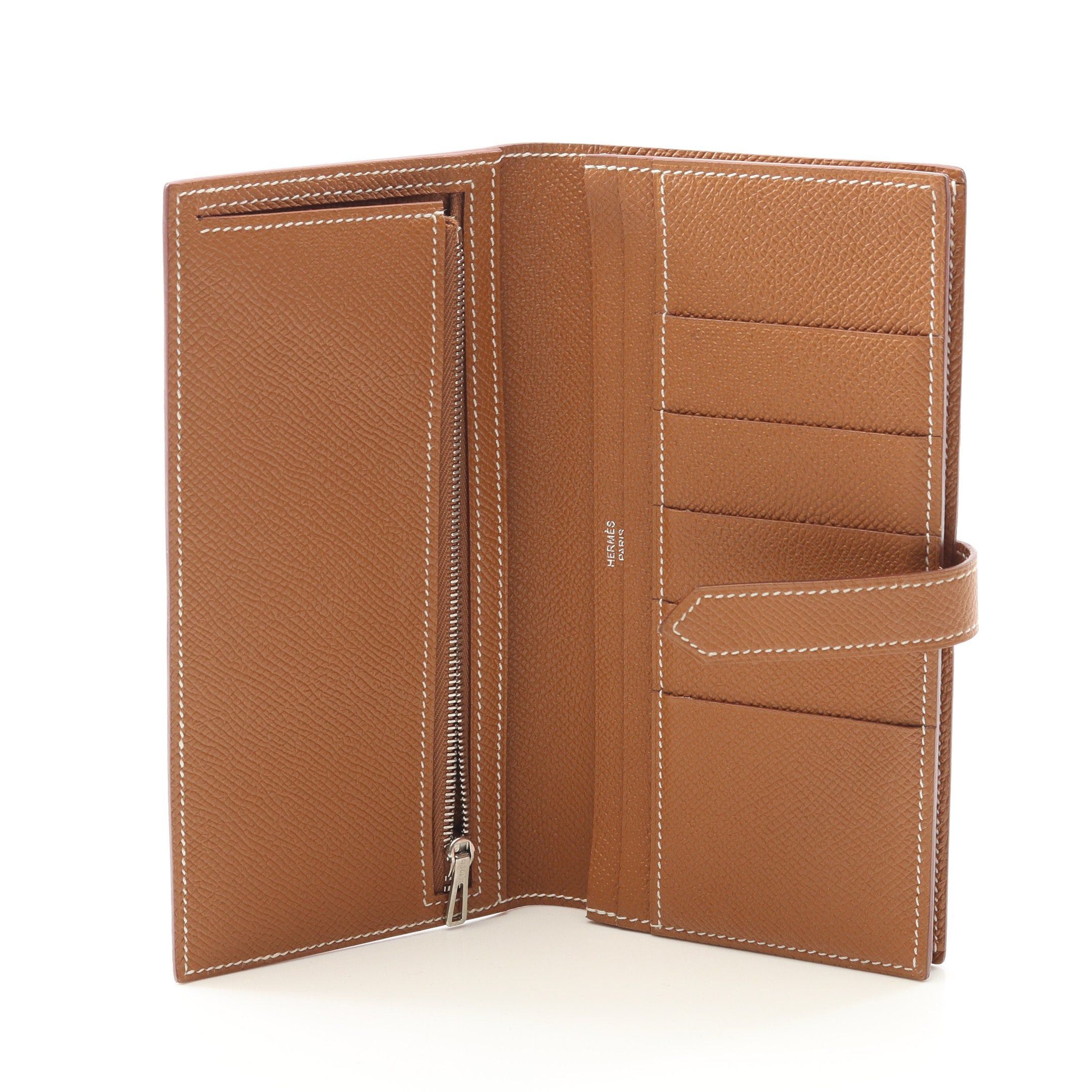 Hermes Hermes Bear Souffle Gold Bi-Fold Long Wallet Veau Epsom Light Brown Hardware X Stamp Size ONE SIZE - 3 Thumbnail